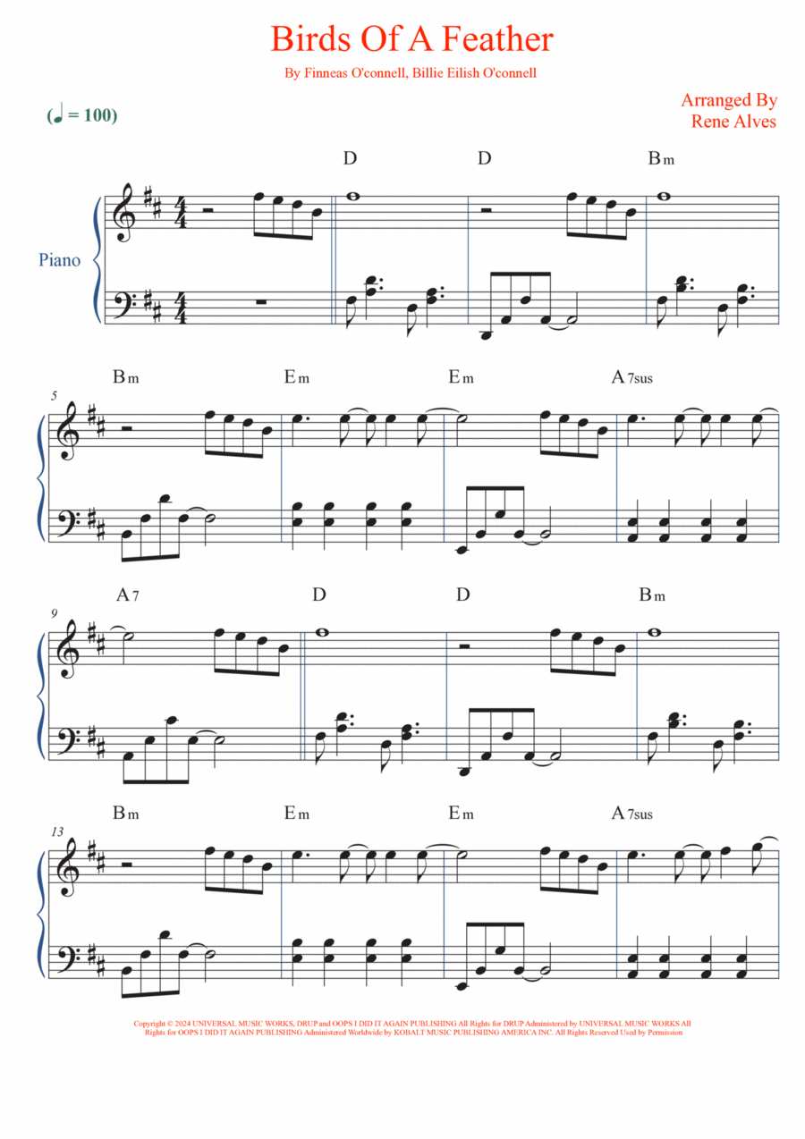 Birds Of A Feather By Billie Eilish Easy Piano Digital Sheet Music Sheet Music Plus Birds Of A Feather By Billie Eilish Easy Piano Digital Sheet Music Sheet Music Plus