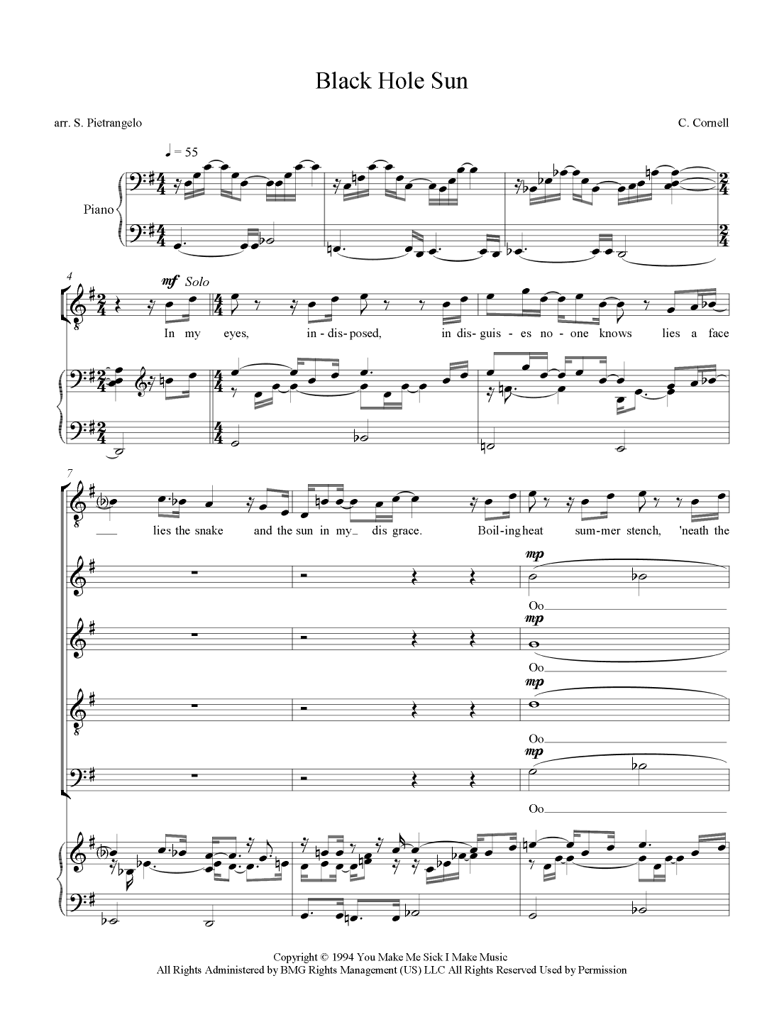 Black Hole Sun arr Scott Pietrangelo By Soundgarden Sheet Music For SATB Choir At Sheet Music Direct Black Hole Sun arr Scott Pietrangelo By Soundgarden Sheet Music For SATB Choir At Sheet Music Direct