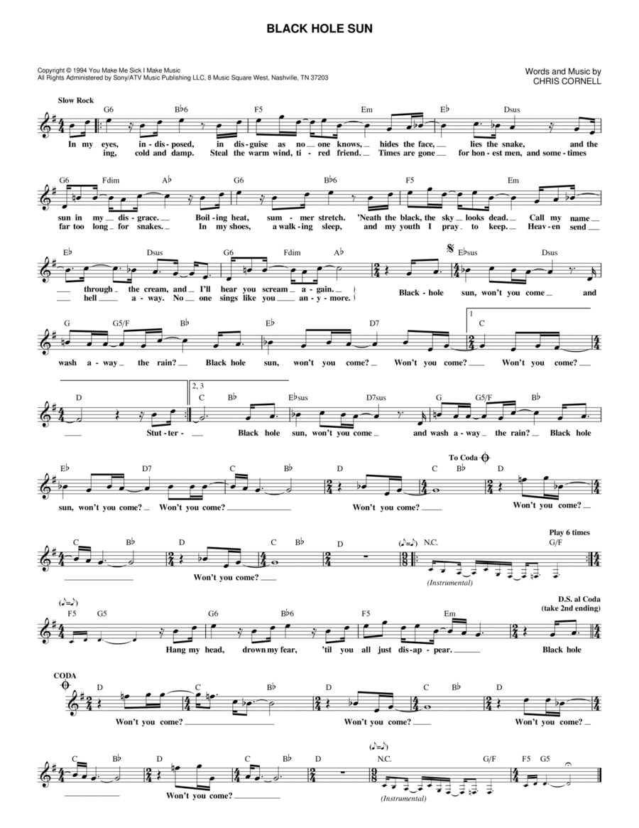 Black Hole Sun By Soundgarden Piano C Instrument Digital Sheet Music Sheet Music Plus Black Hole Sun By Soundgarden Piano C Instrument Digital Sheet Music Sheet Music Plus