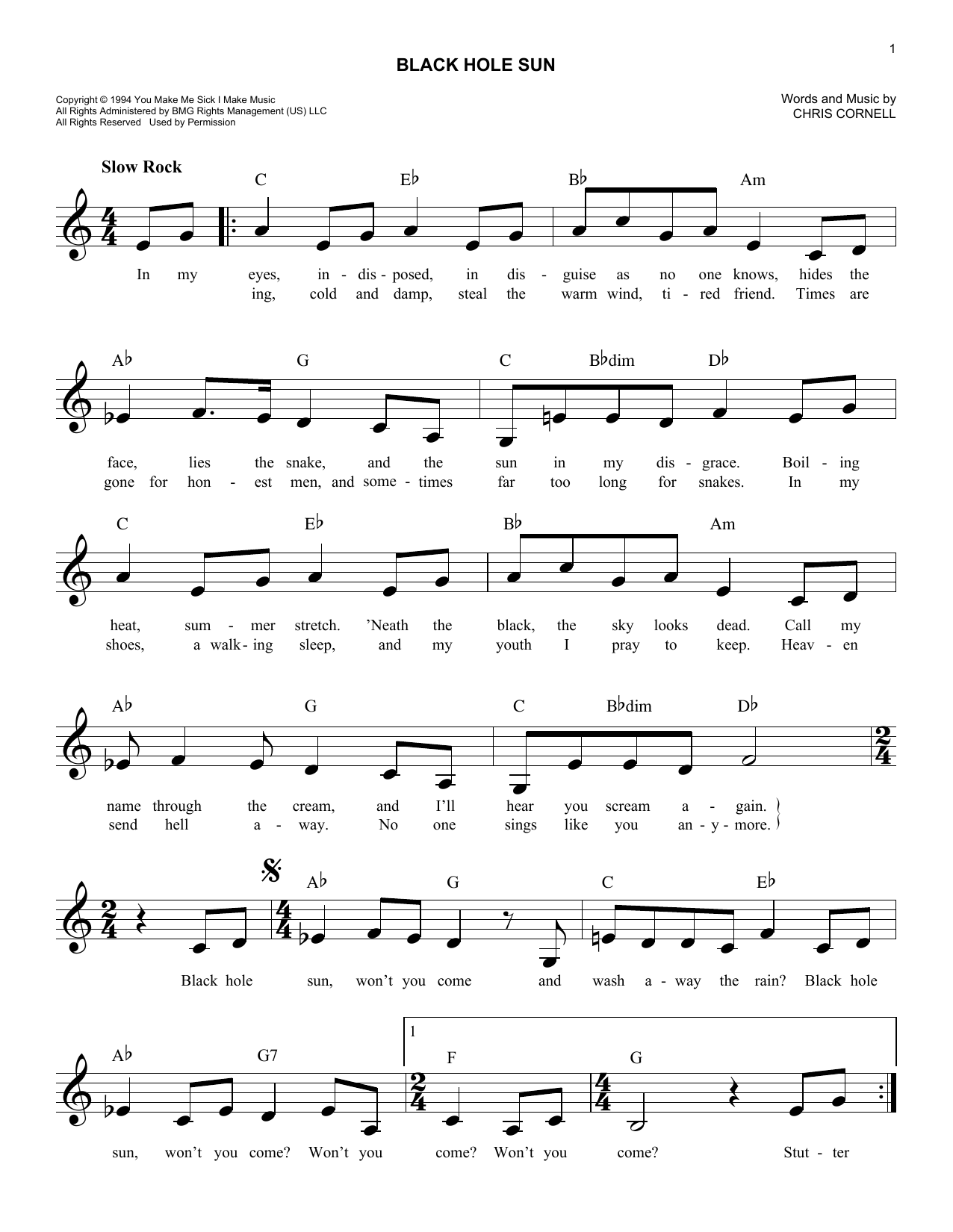 Black Hole Sun By Soundgarden Sheet Music For Easy Lead Sheet Fake Book At Sheet Music Direct Black Hole Sun By Soundgarden Sheet Music For Easy Lead Sheet Fake Book At Sheet Music Direct