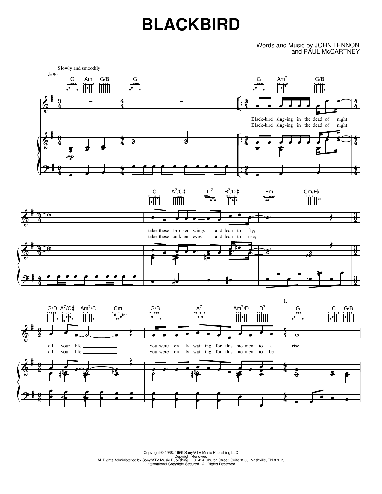 blackbird piano sheet music