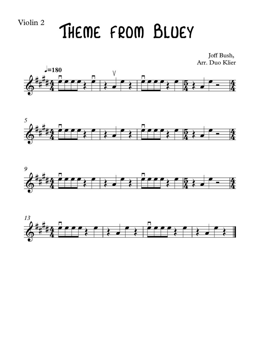 Bluey Theme For Beginners Violin Viola Duo Klier Bluey Theme For Beginners Violin Viola Duo Klier