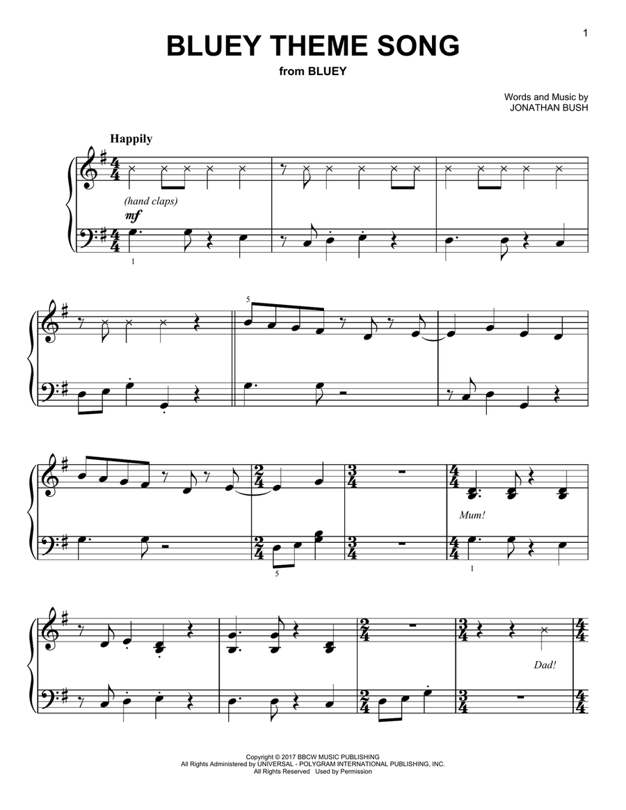Bluey Theme Song Easy Piano Digital Sheet Music Sheet Music Plus Bluey Theme Song Easy Piano Digital Sheet Music Sheet Music Plus