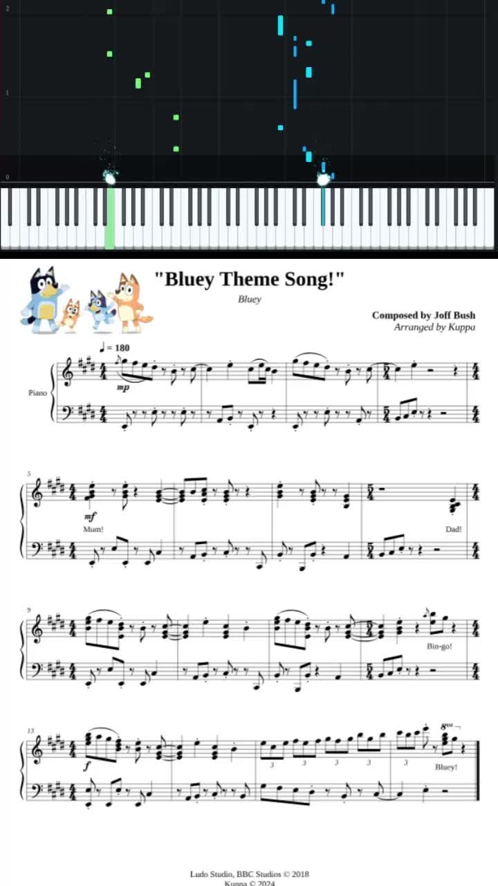 bluey theme song piano sheet music bluey theme song piano sheet music