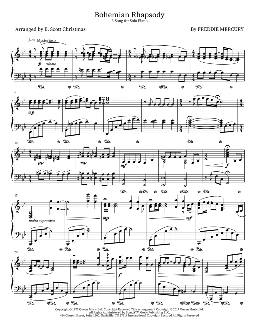 Bohemian Rhapsody By Queen Piano Solo Digital Sheet Music Sheet Music Plus
