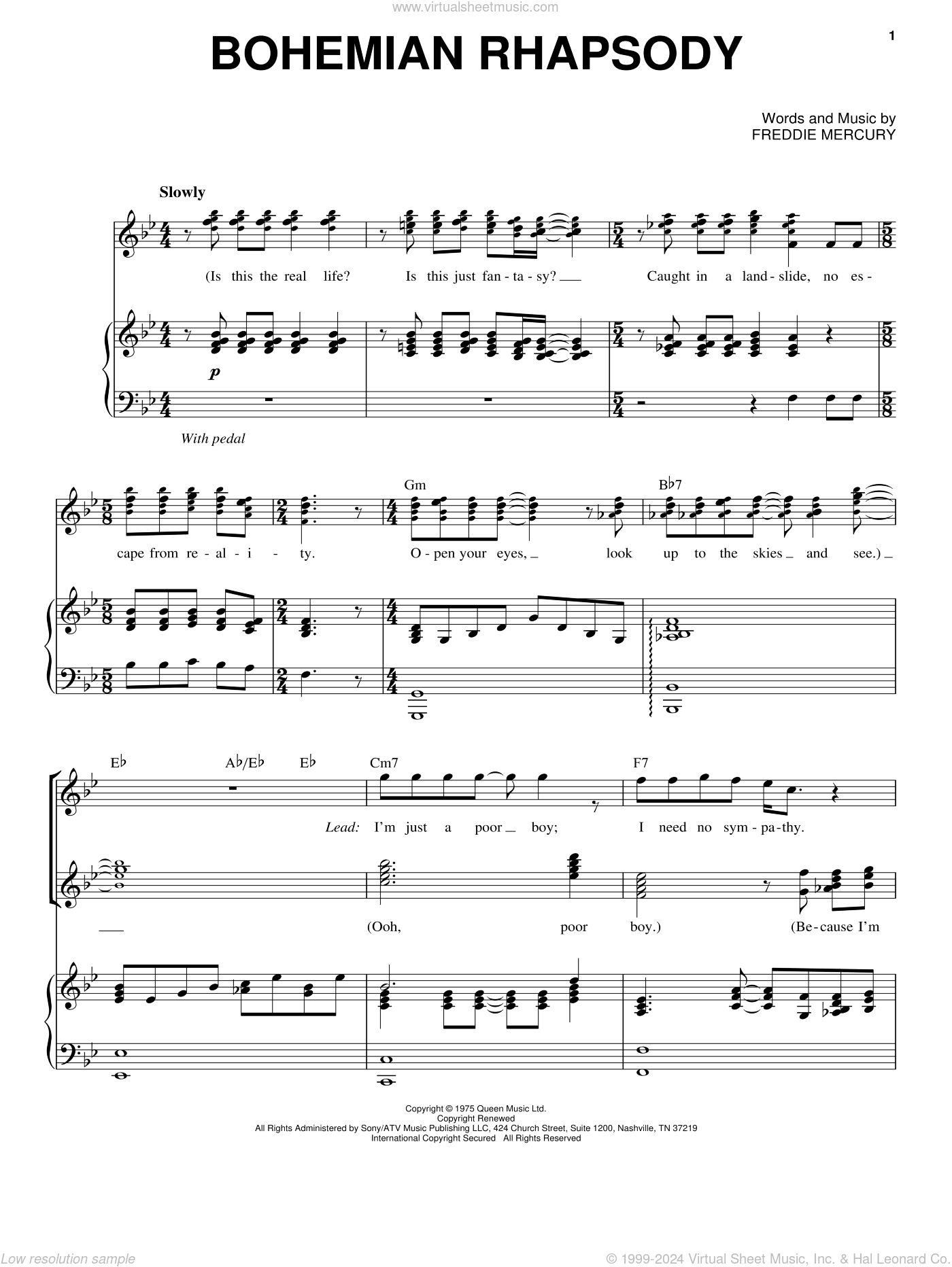 Bohemian Rhapsody Sheet Music For Voice And Piano PDF Bohemian Rhapsody Sheet Music For Voice And Piano PDF