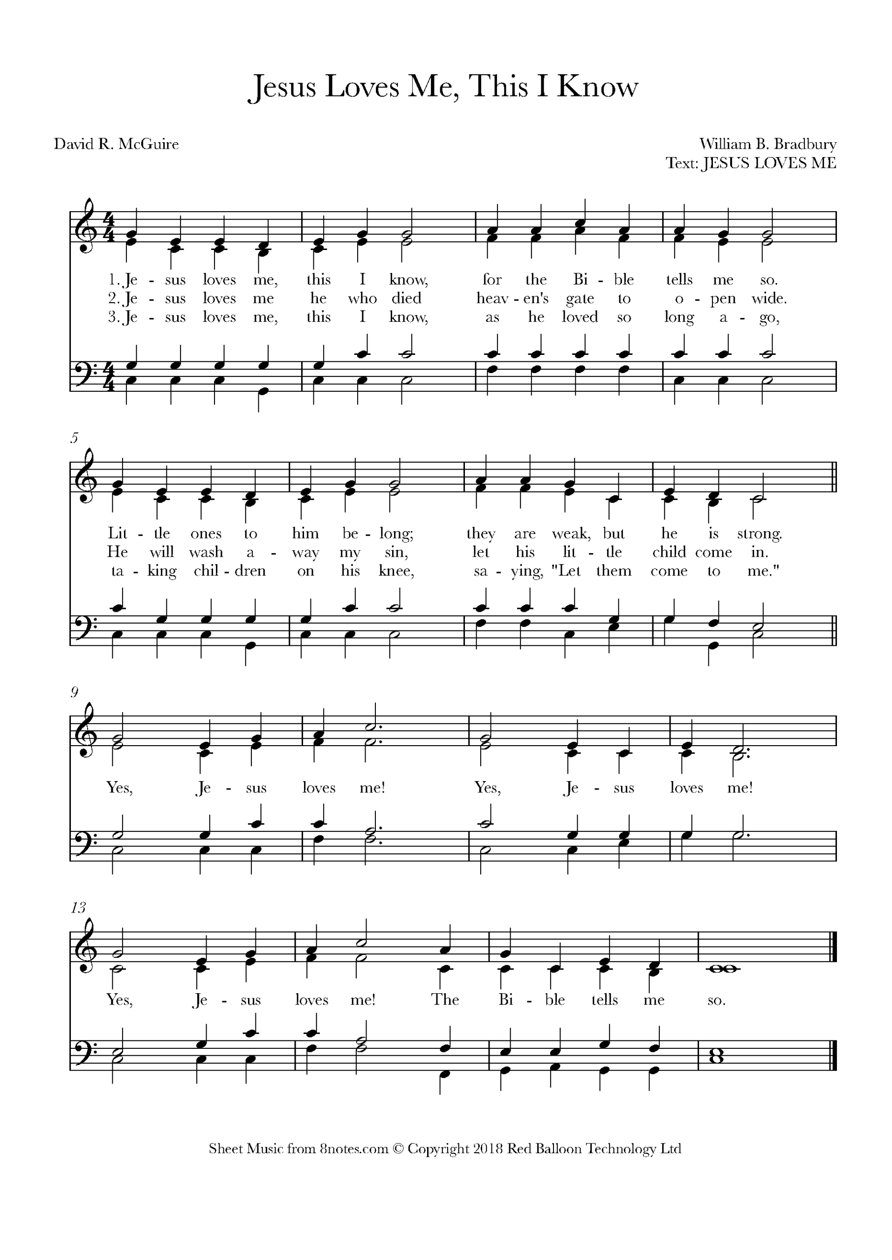 Bradbury William B Jesus Loves Me This I Know For Piano Free Sheet Music For Piano 8notes Bradbury William B Jesus Loves Me This I Know For Piano Free Sheet Music For Piano 8notes