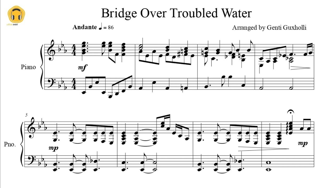Bridge Over Troubled Water By Simon Garfunkel Piano Solo Sheets YouTube