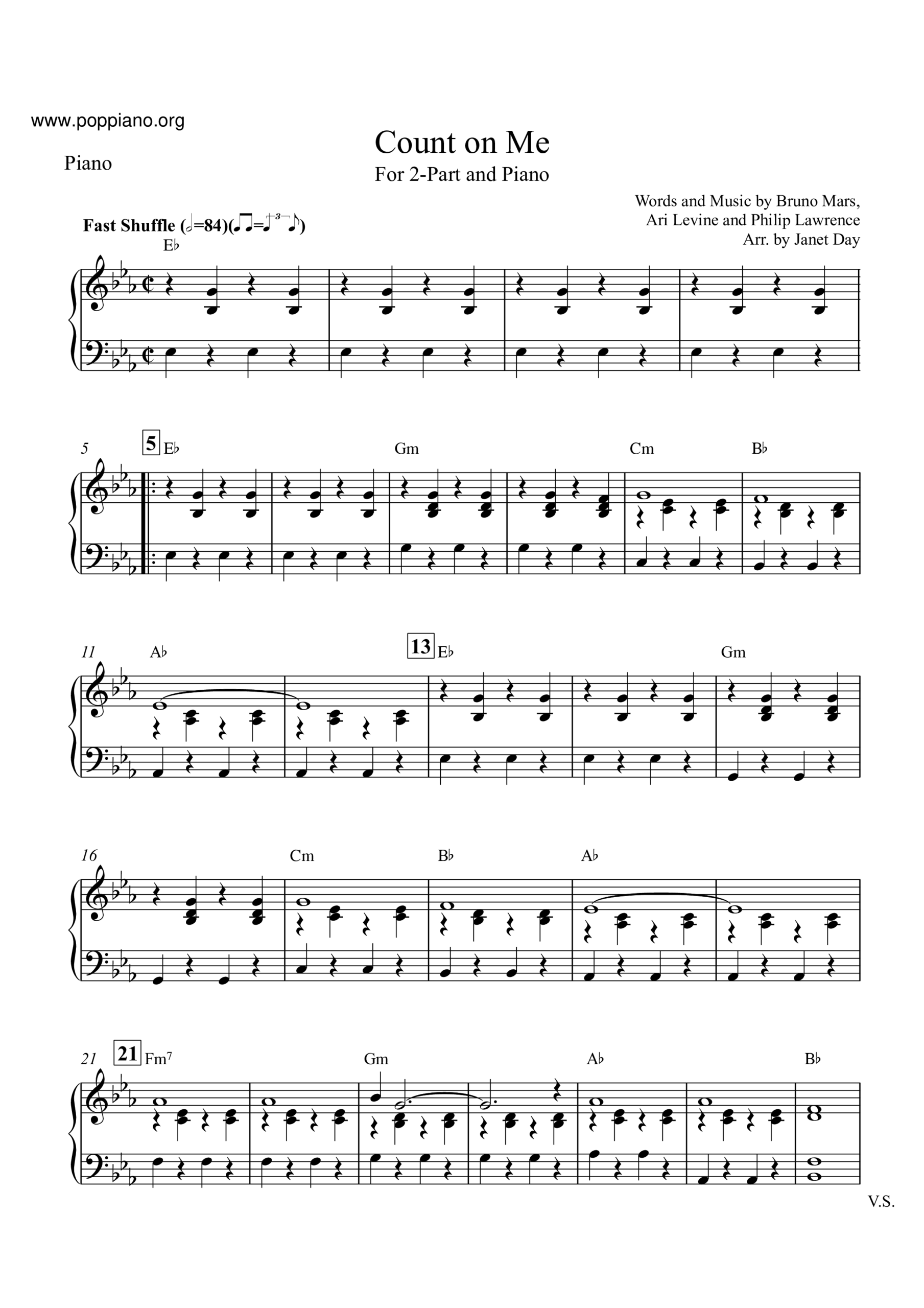  Bruno Mars Count On Me Sheet Music Pdf Free Score Download 