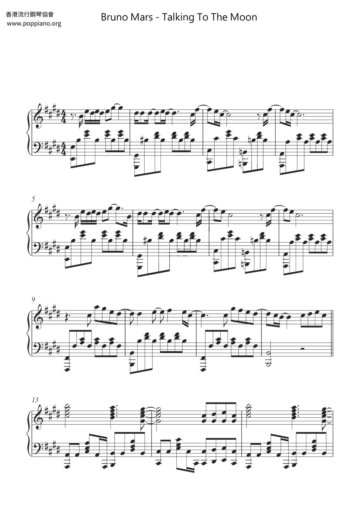 talking to the moon piano sheet music