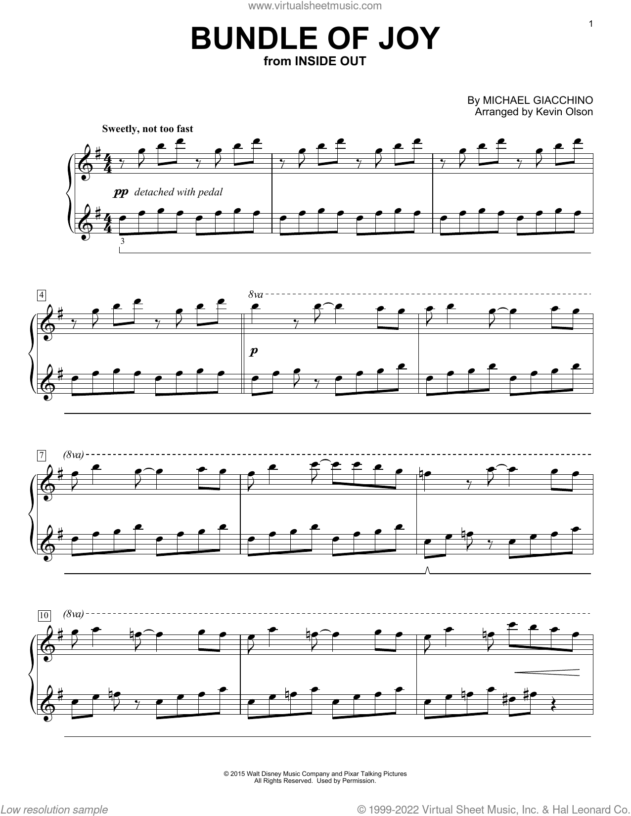 Bundle Of Joy from Inside Out arr Kevin Olson Sheet Music E Z Play 