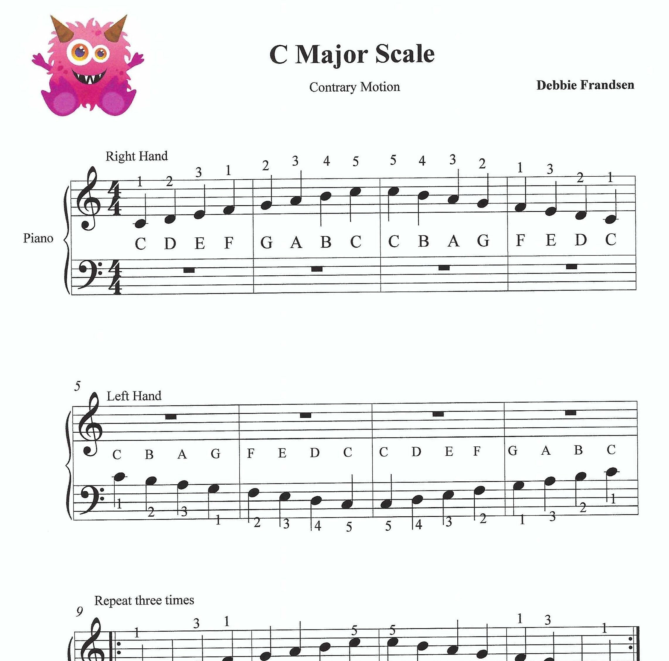 C Major Scale For Beginners Beginner Piano Sheet Music Easy Piano Easy Scale Easy Chords Piano Easy C Scale Easy Piano Sheet Music Etsy