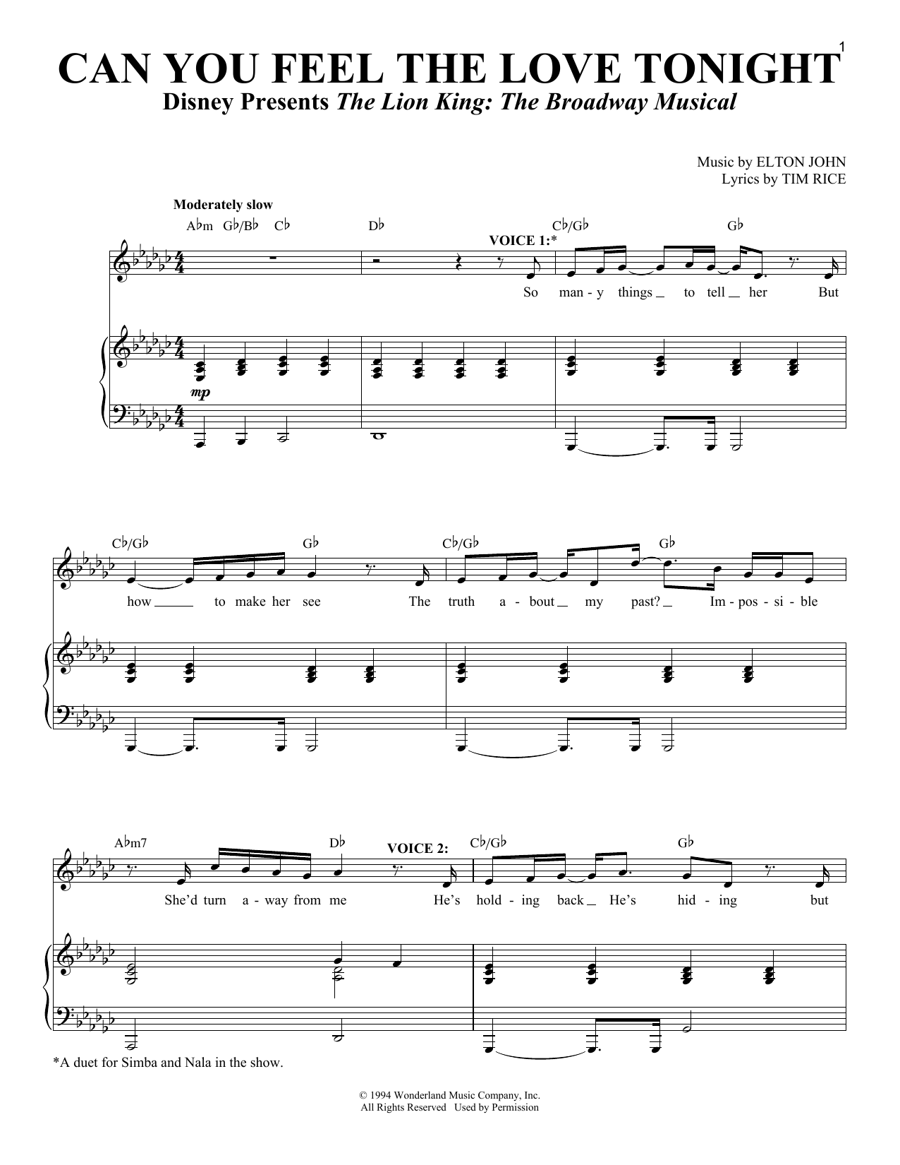can you feel the love tonight piano sheet music
