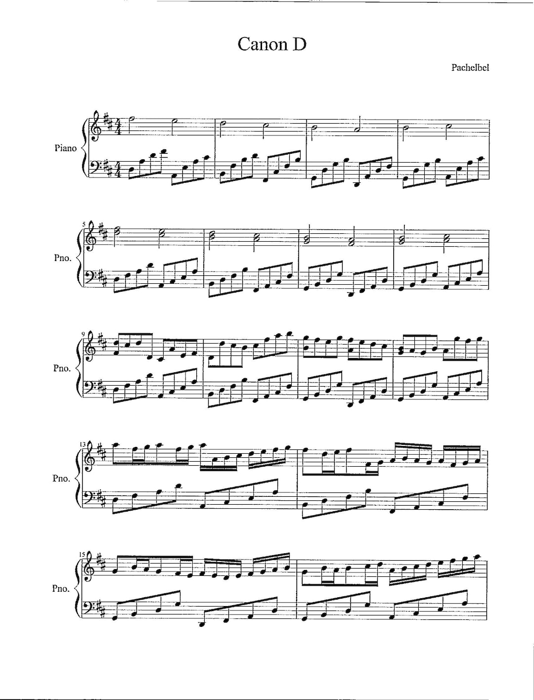 Canon D By Pachelbel Download Printable Piano Solo Etsy Canon D By Pachelbel Download Printable Piano Solo Etsy