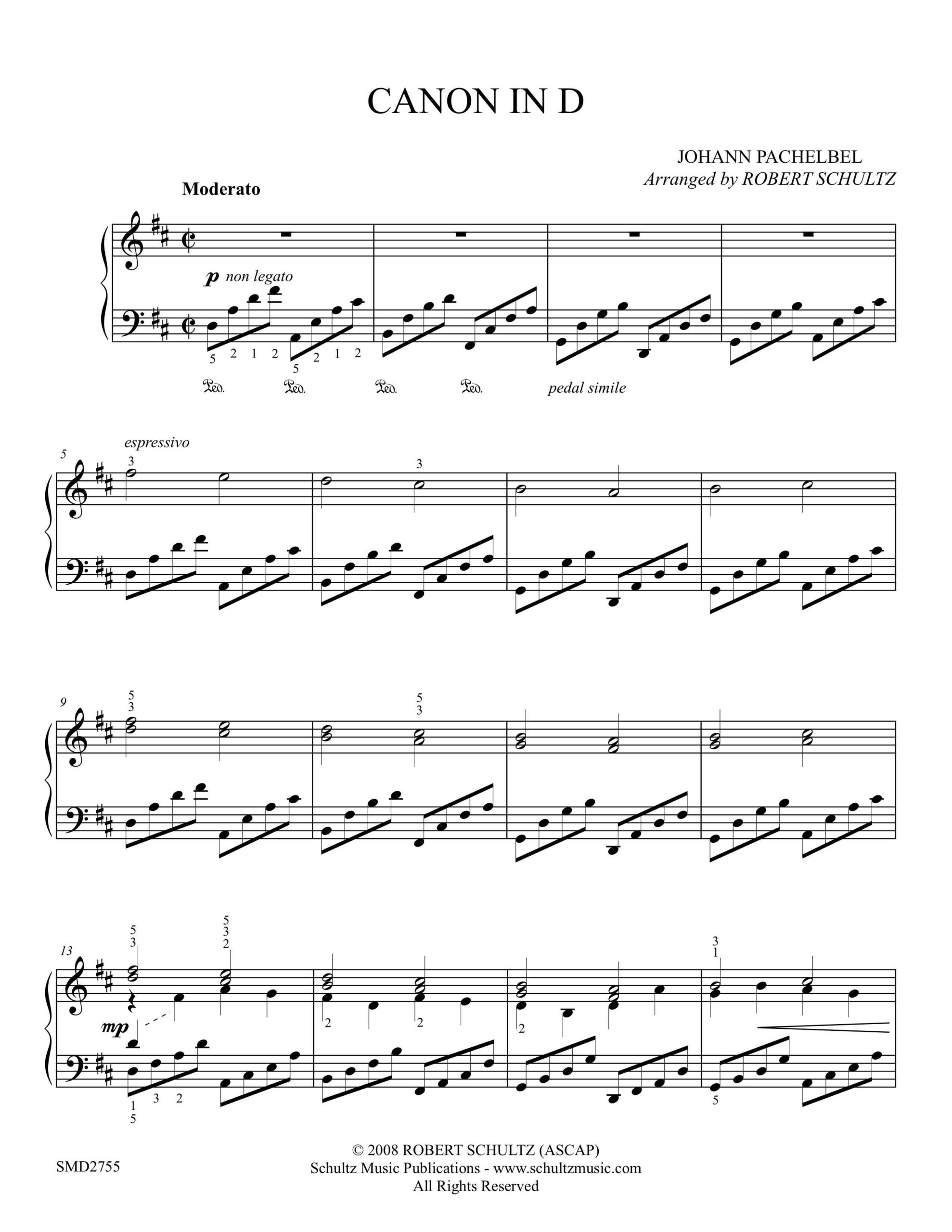 Canon In D Pro Digital Schultz Music Publications