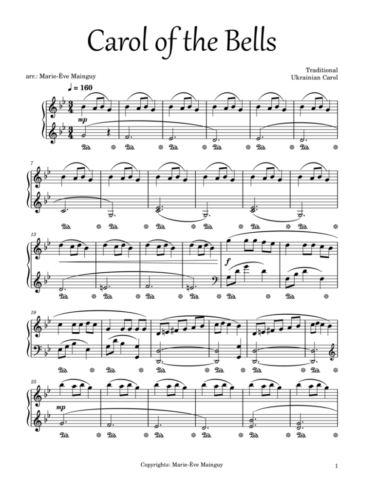 Carol Of The Bells By Traditional Piano Solo Digital Sheet Music Sheet Music Plus
