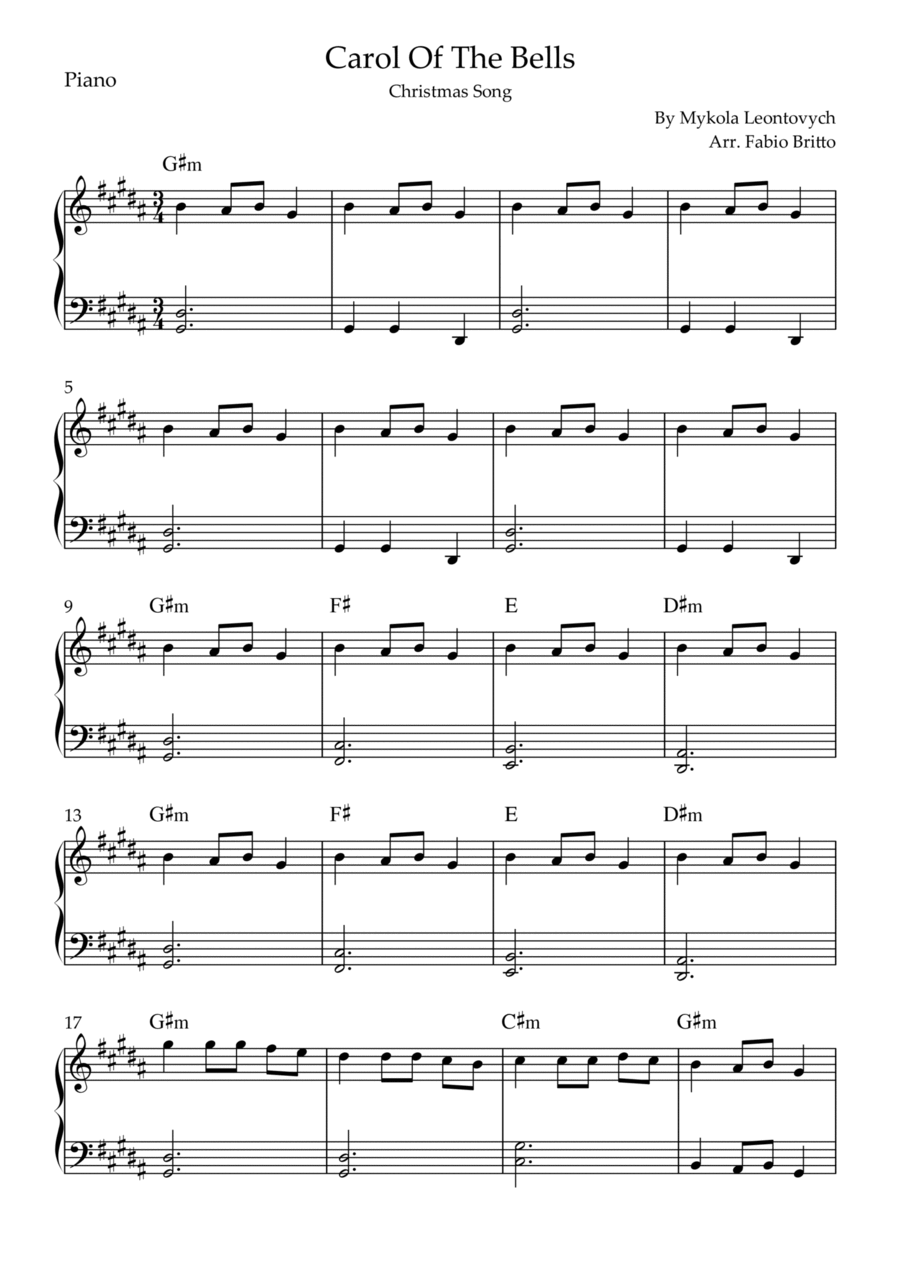 Carol Of The Bells Christmas Song For Easy Piano Solo With Chords B G m Easy Piano Piano Solo Digital Sheet Music Sheet Music Plus Carol Of The Bells Christmas Song For Easy Piano Solo With Chords B G m Easy Piano Piano Solo Digital Sheet Music Sheet Music Plus