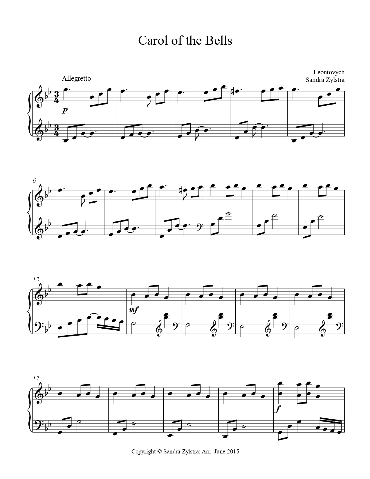 Carol Of The Bells Intermediate Piano Solo Sheet Music Marketplace Carol Of The Bells Intermediate Piano Solo Sheet Music Marketplace