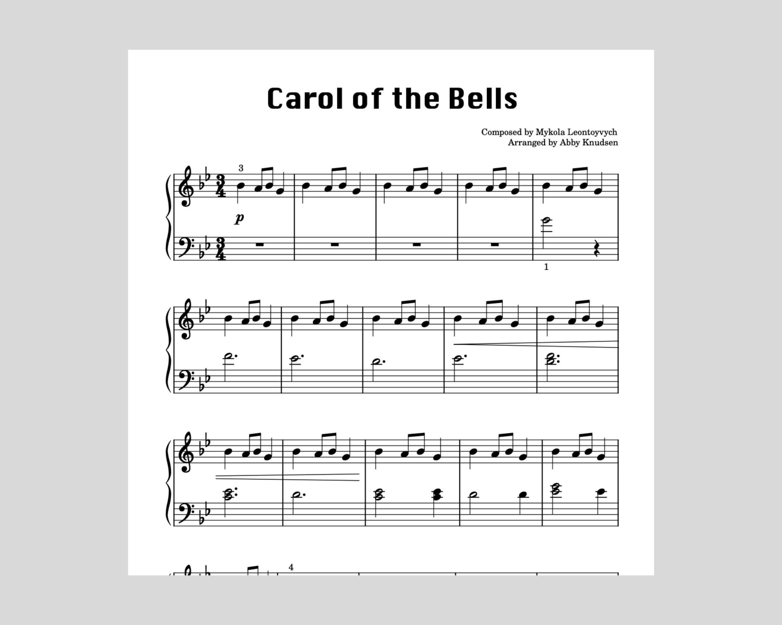 Carol Of The Bells Piano Sheet Music Beginner intermediate printable PDF Etsy Carol Of The Bells Piano Sheet Music Beginner intermediate printable PDF Etsy