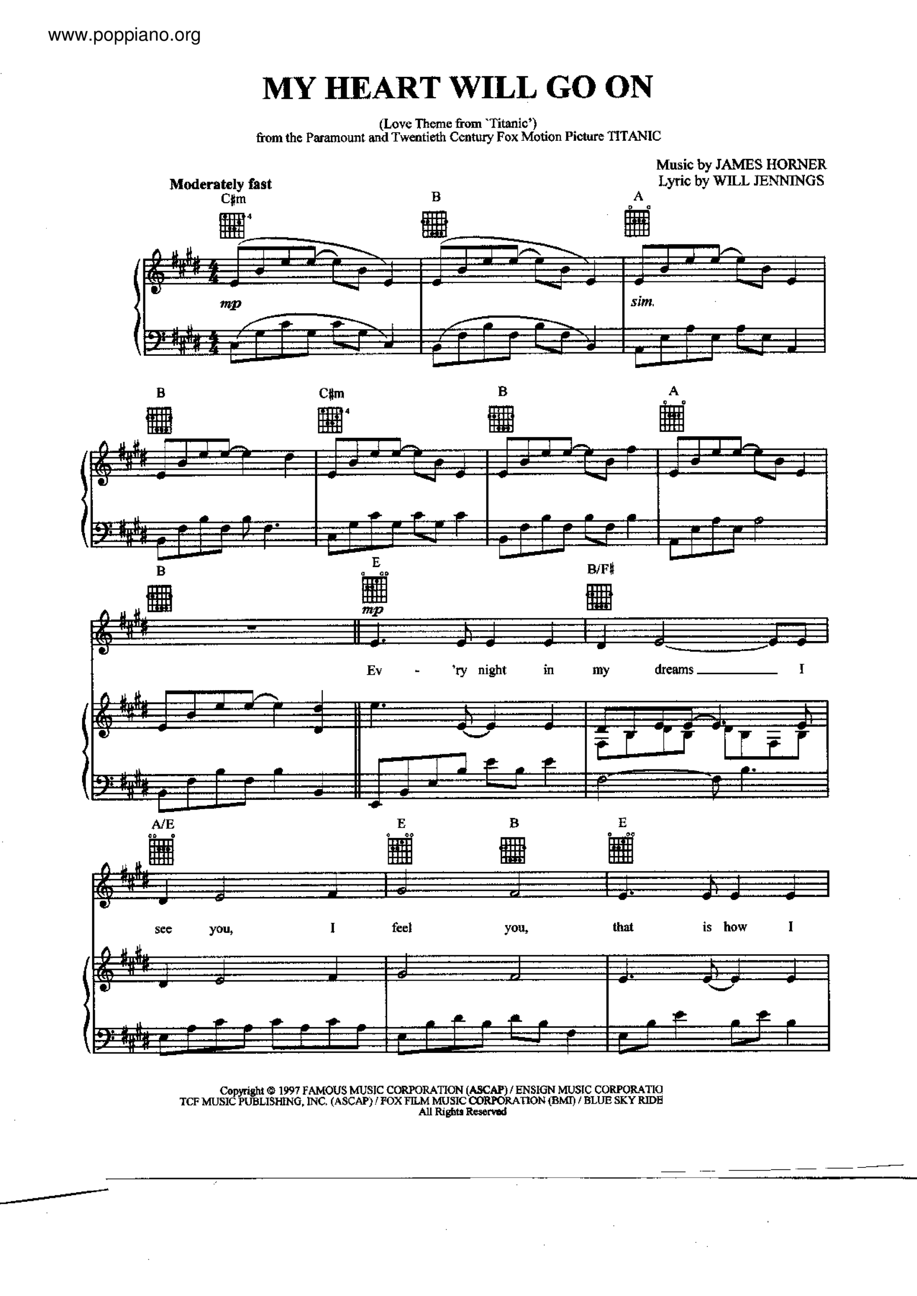 Celine Dion My Heart Will Go On Sheet Music Pdf Free Score Download Celine Dion My Heart Will Go On Sheet Music Pdf Free Score Download