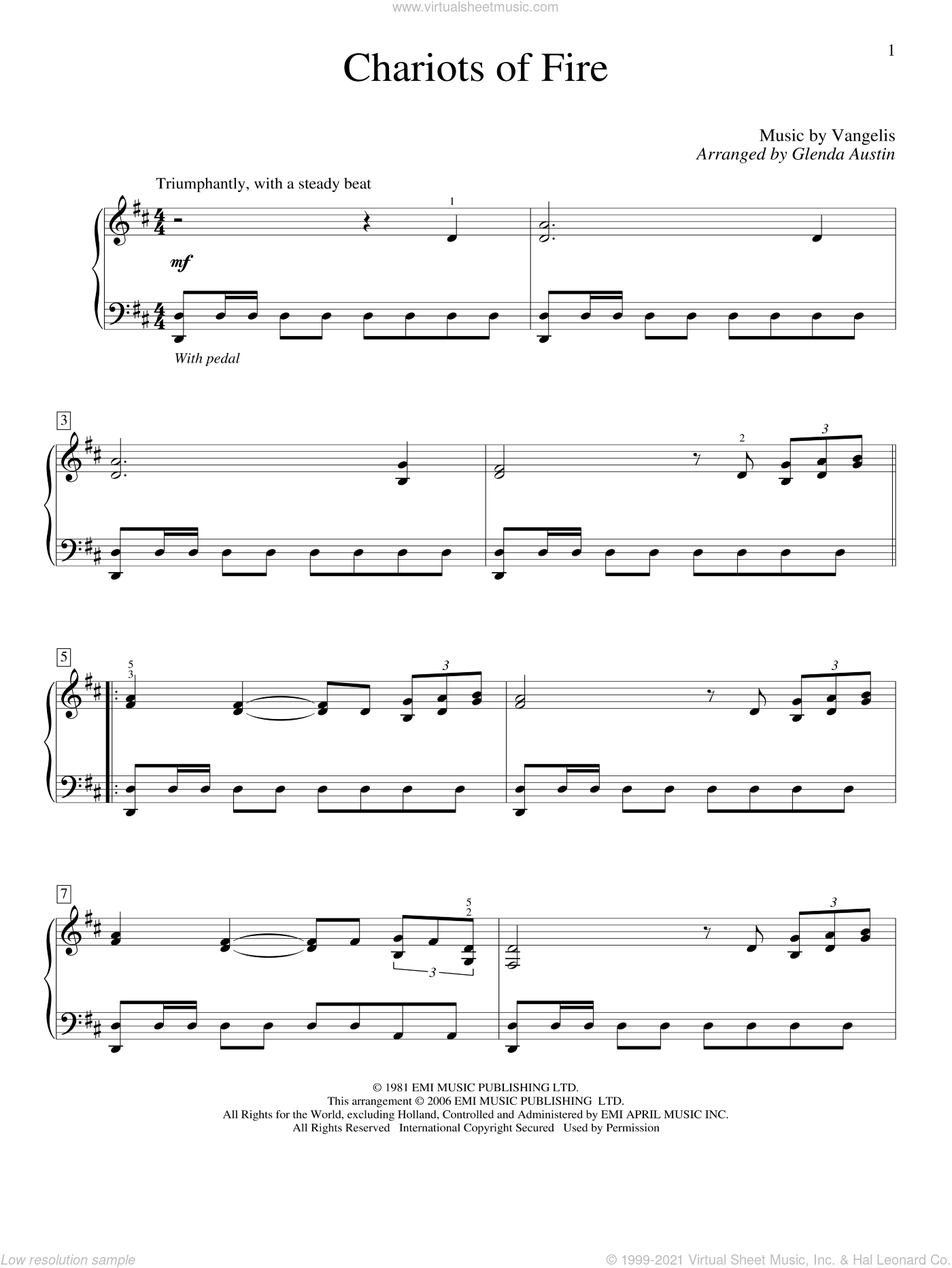 Chariots Of Fire Sheet Music beginner Version 2 For Piano Solo elementary 