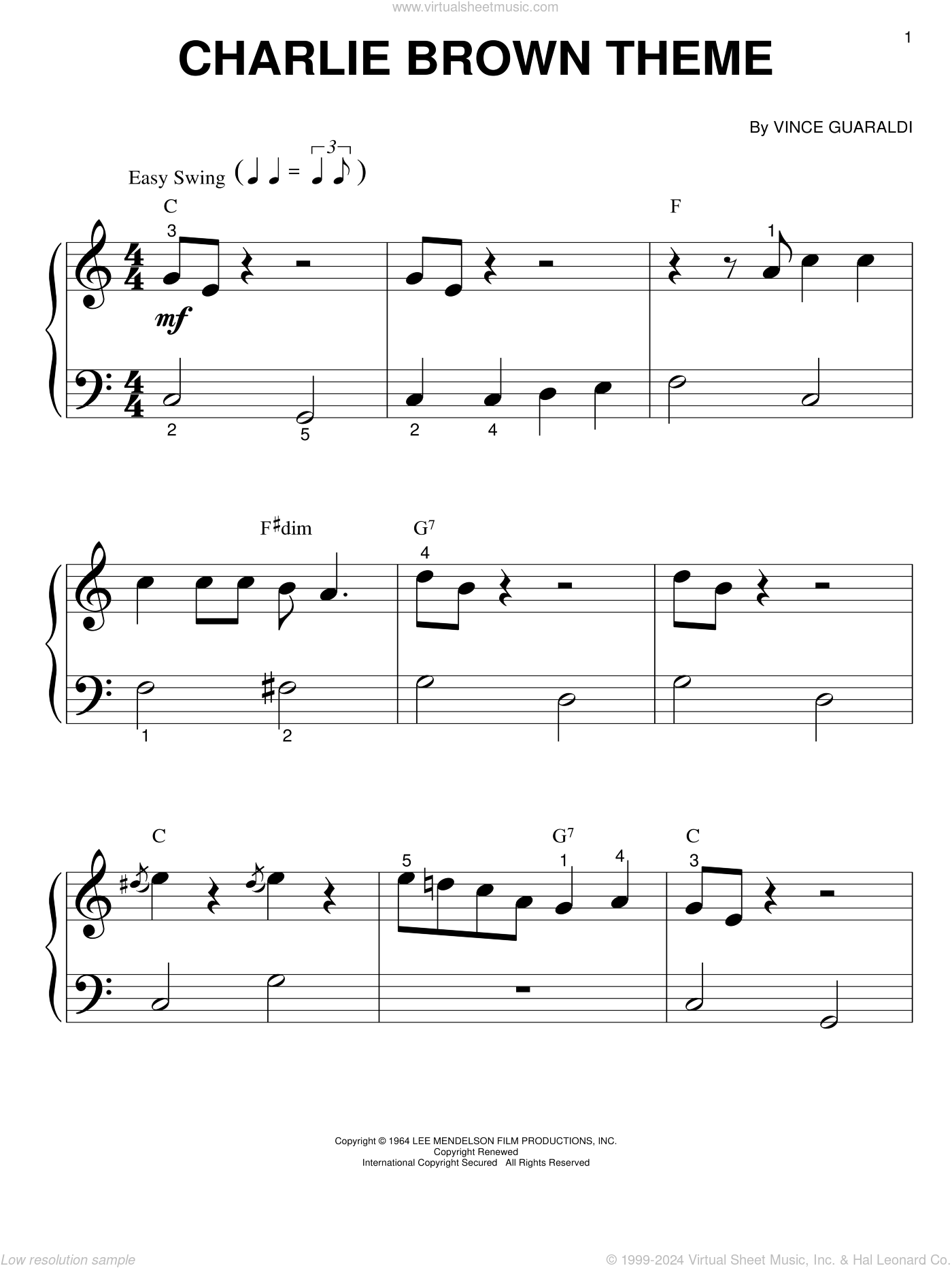 Charlie Brown Theme Sheet Music For Piano Solo big Note Book Charlie Brown Theme Sheet Music For Piano Solo big Note Book