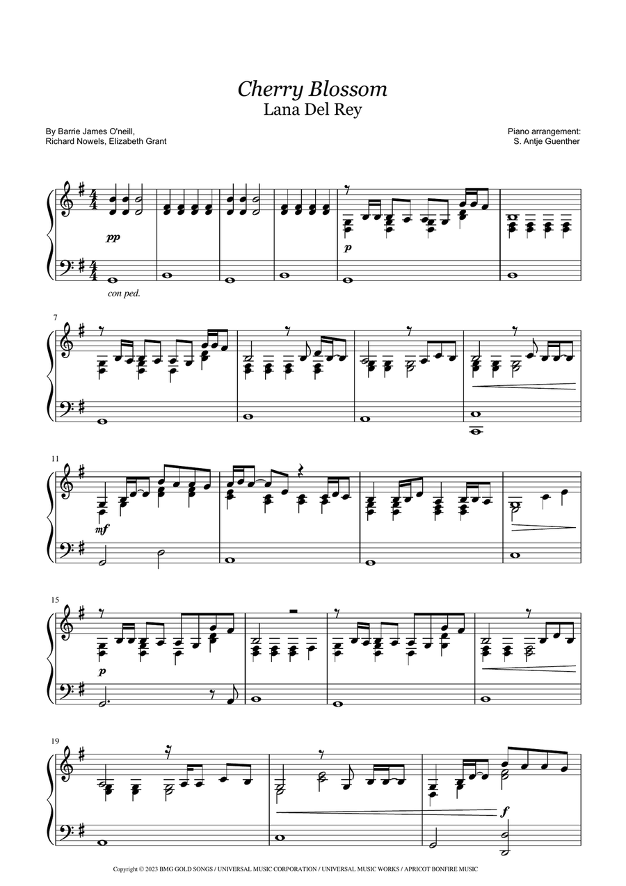 lana del rey piano sheet music