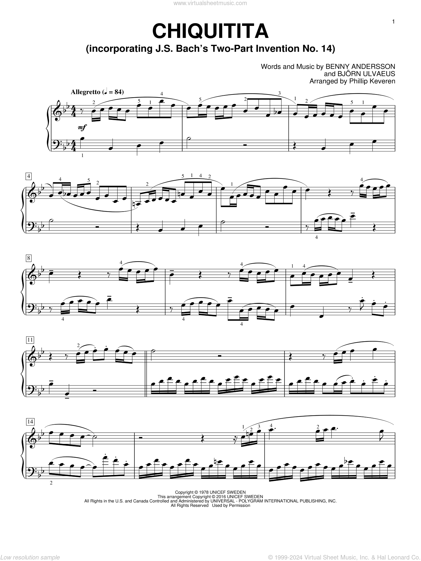 Chiquitita arr Phillip Keveren Sheet Music For Piano Solo Chiquitita arr Phillip Keveren Sheet Music For Piano Solo