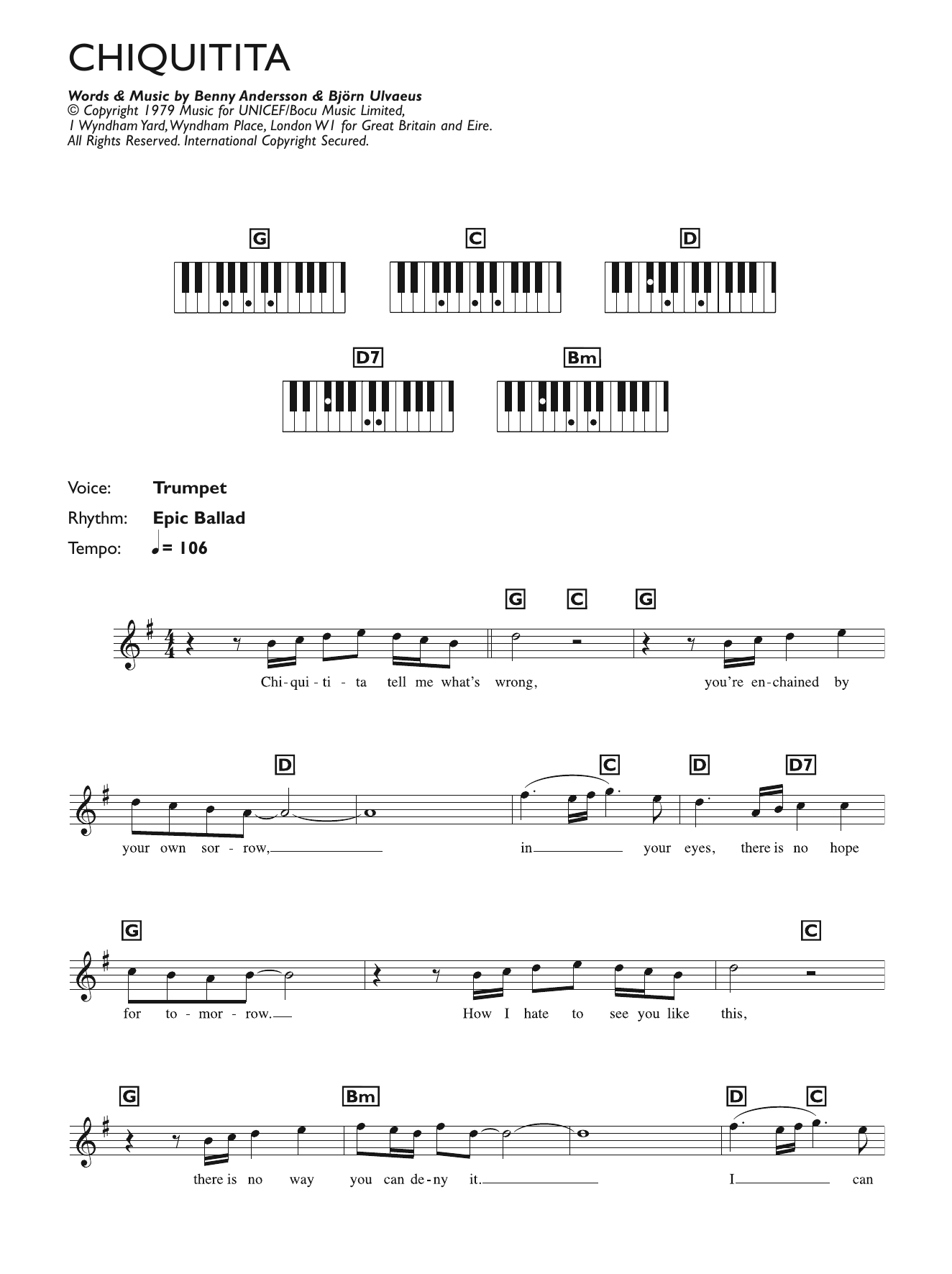 Chiquitita By ABBA Sheet Music For Piano Chords Lyrics At Sheet Music Direct Chiquitita By ABBA Sheet Music For Piano Chords Lyrics At Sheet Music Direct