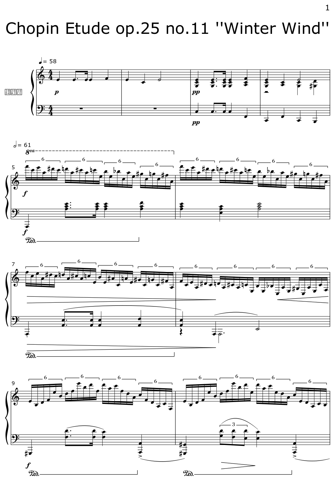 Chopin Etude Op 25 No 11 Winter Wind Flat