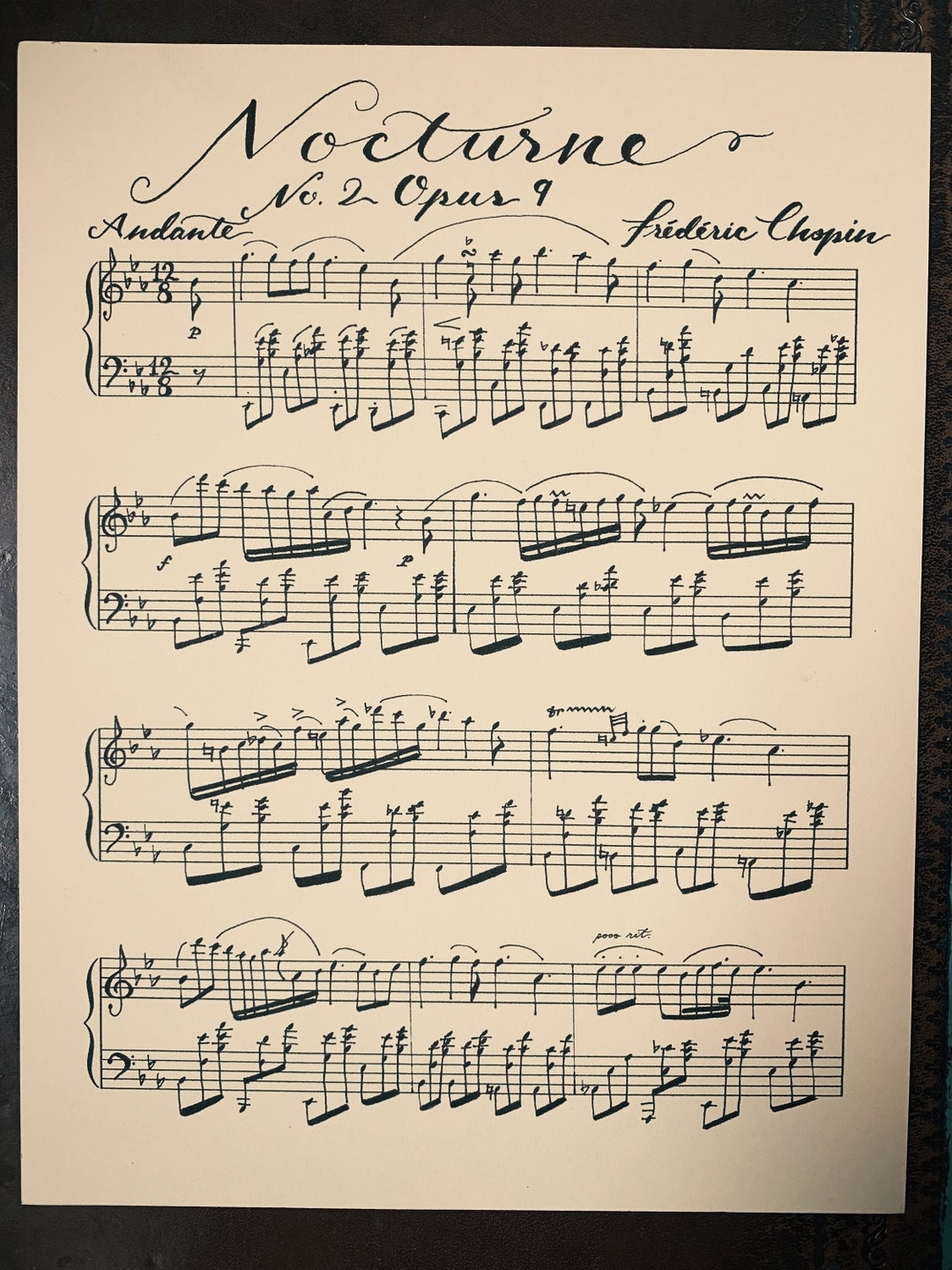 Chopin Nocturne No 2 Opus 9 In E Flat Major Handwritten Sheet Music Etsy