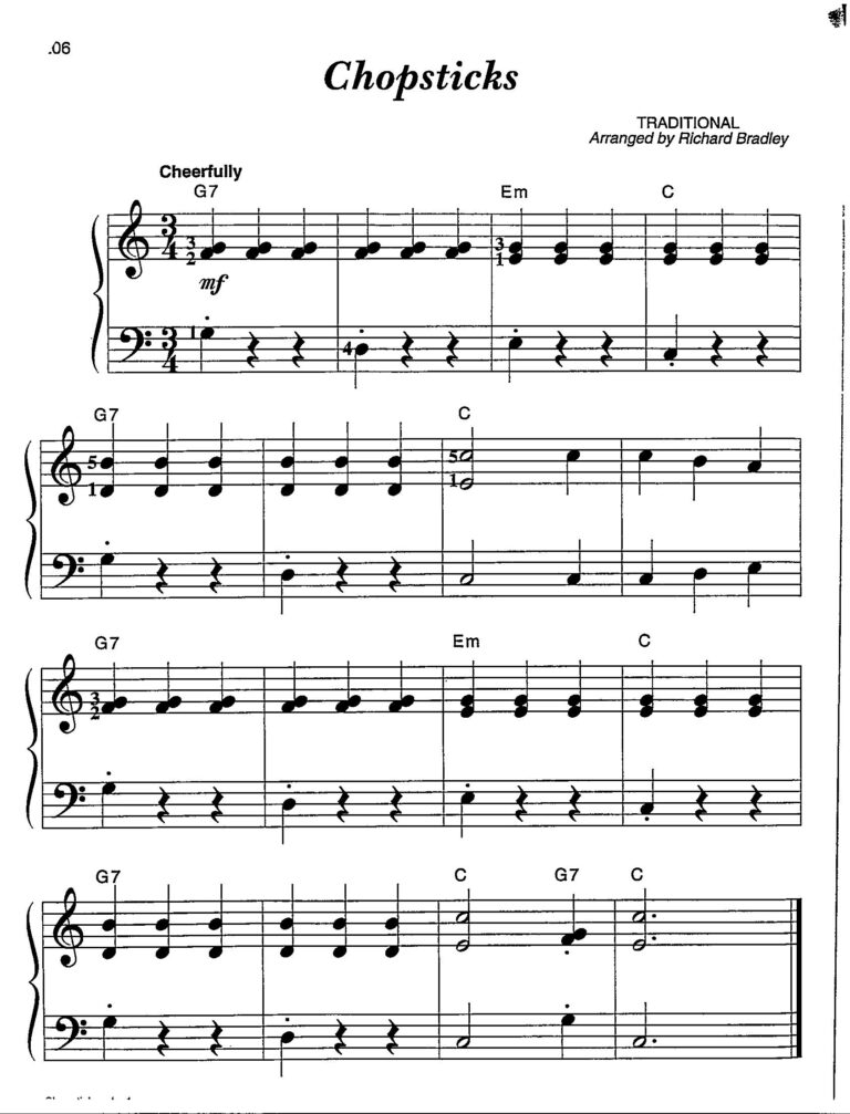 Chopsticks Piano Solo Digital Sheet Music For Beginning Piano Key Of C Etsy