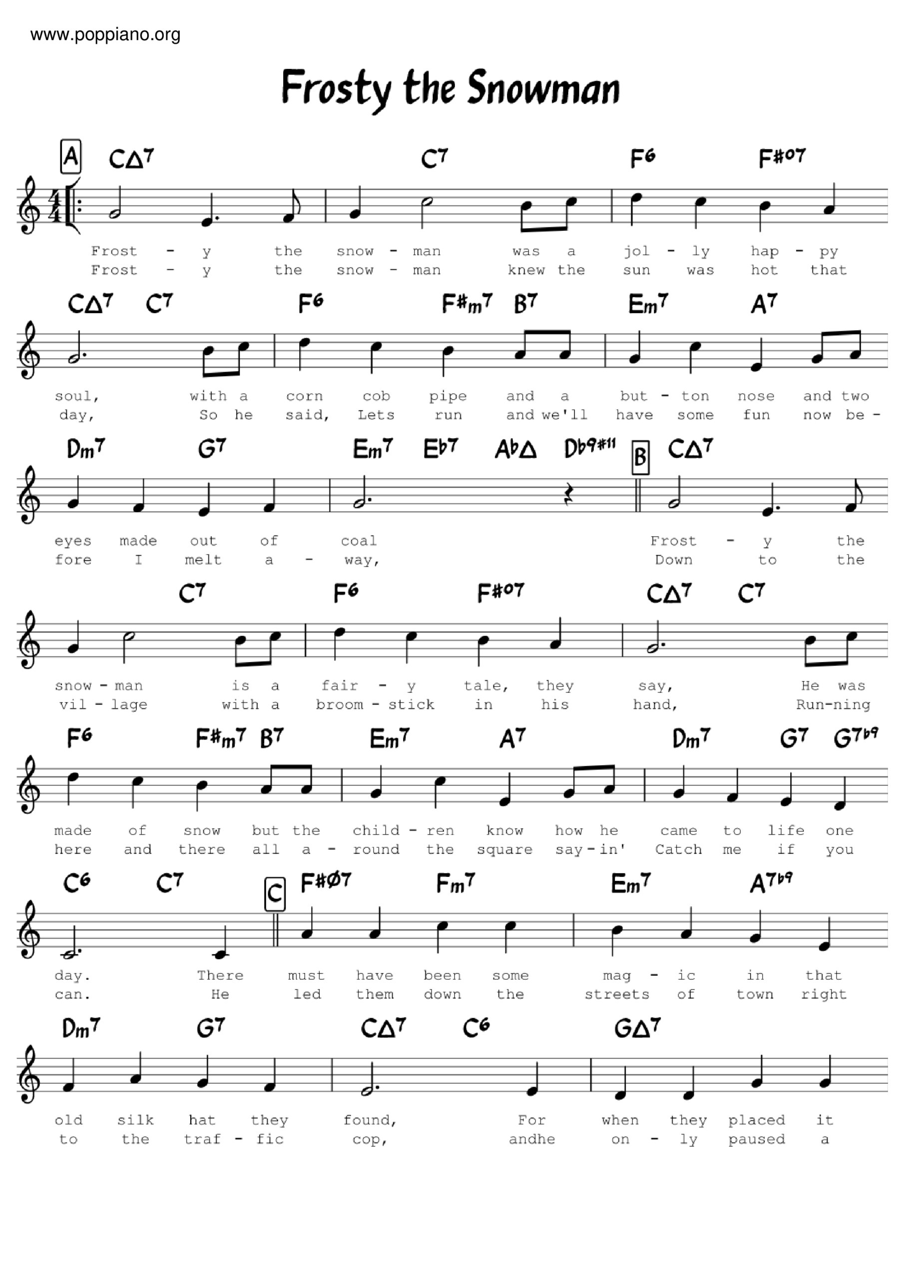Christmas Frosty The Snowman Sheet Music Pdf Free Score Download Christmas Frosty The Snowman Sheet Music Pdf Free Score Download