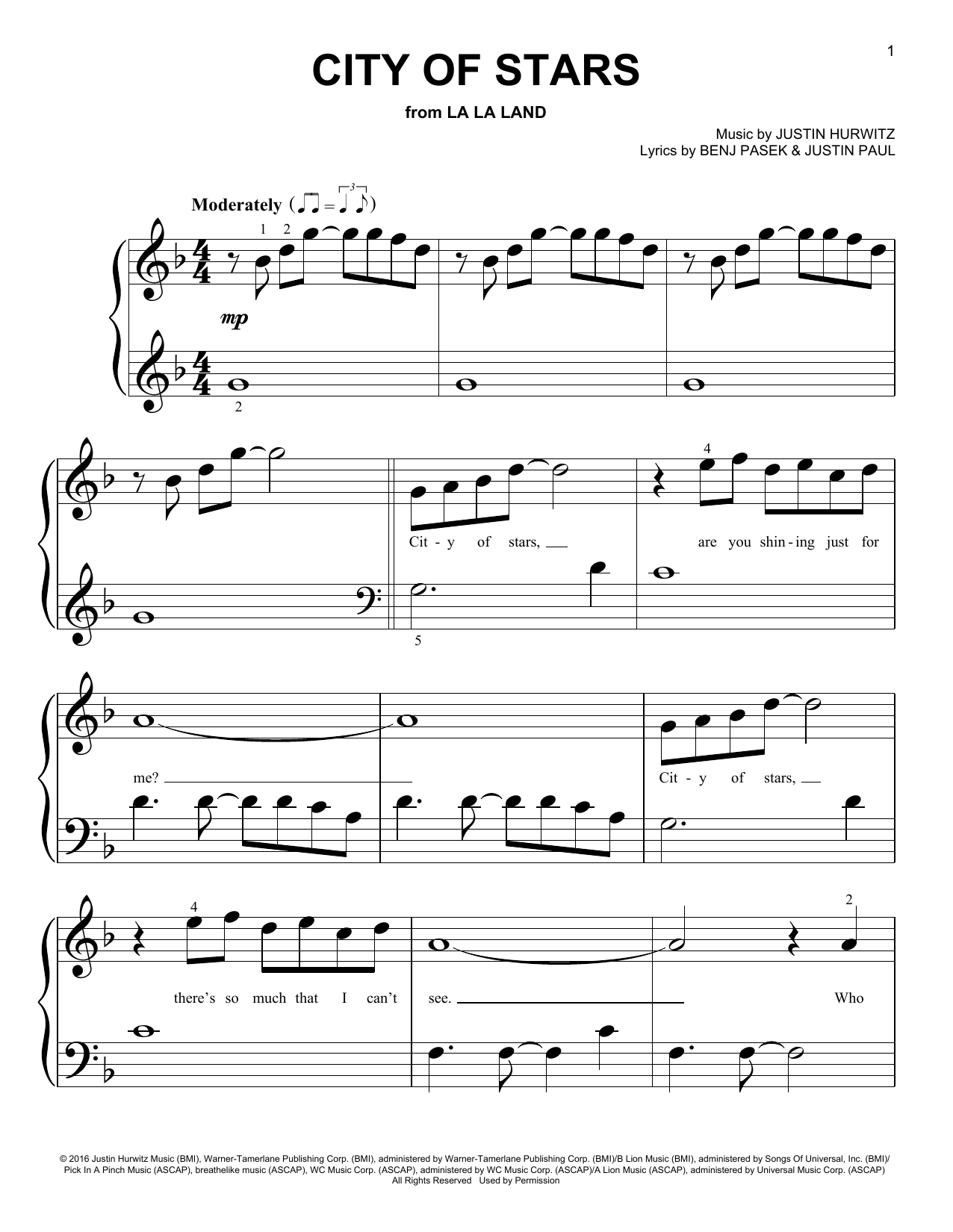 City Of Stars from La La Land By Pasek Paul Sheet Music For Big Note Piano At Sheet Music Direct City Of Stars from La La Land By Pasek Paul Sheet Music For Big Note Piano At Sheet Music Direct