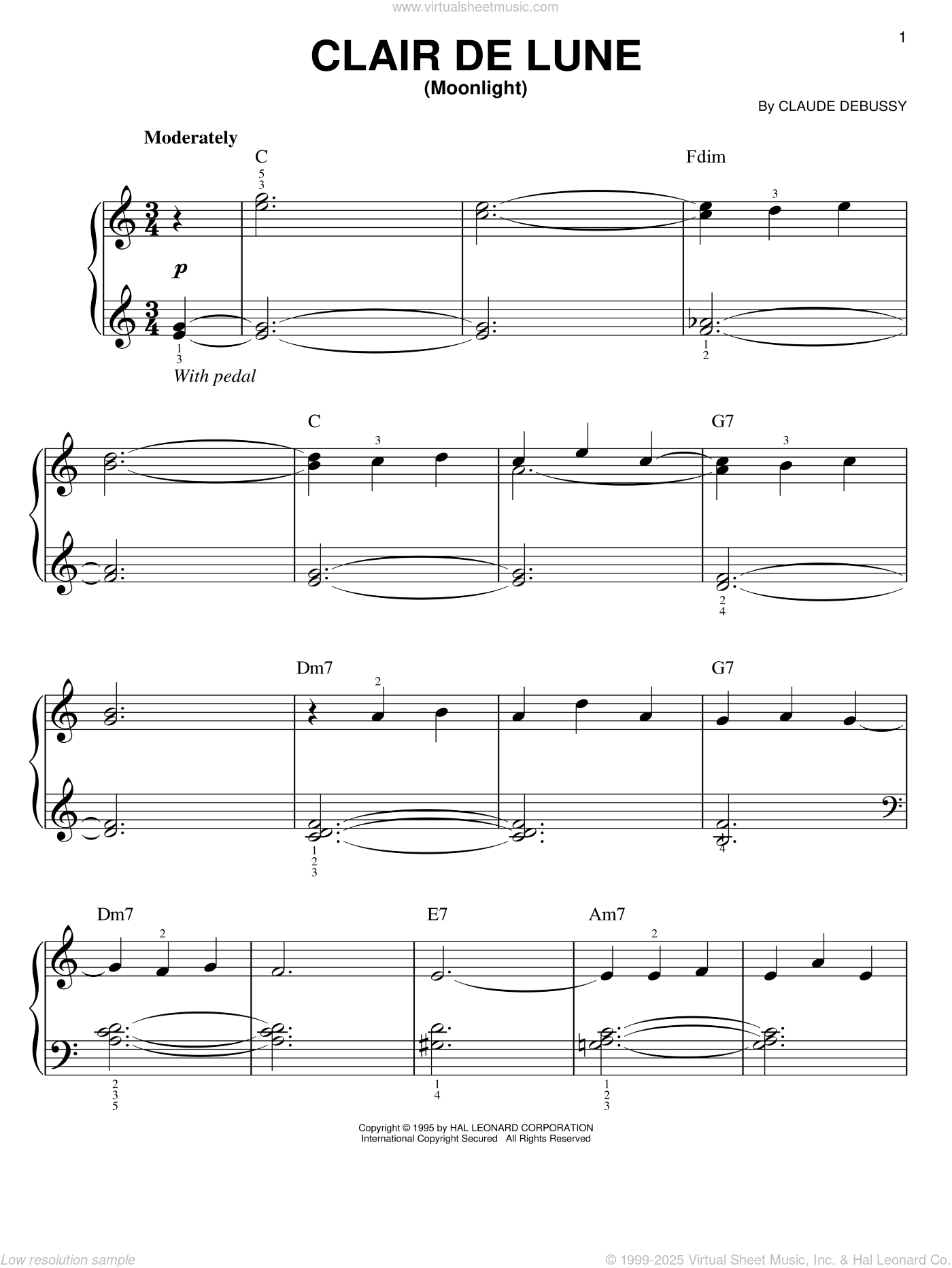 Clair De Lune Sheet Music E Z Play PDF 