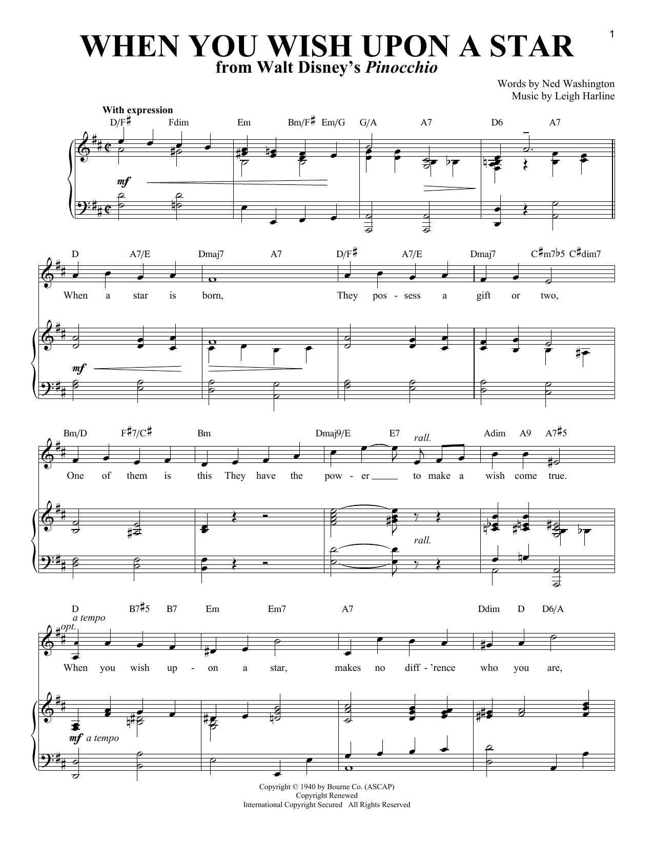 Cliff Edwards When You Wish Upon A Star from Pinocchio Sheet Music