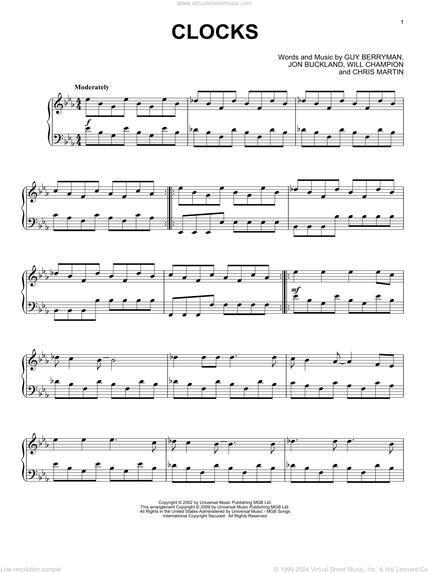 Clocks Sheet Music For Piano Solo PDF interactive V2 Clocks Sheet Music For Piano Solo PDF interactive V2