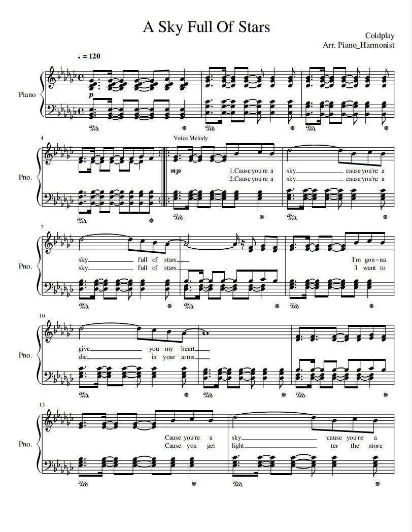 coldplay piano sheet music coldplay piano sheet music