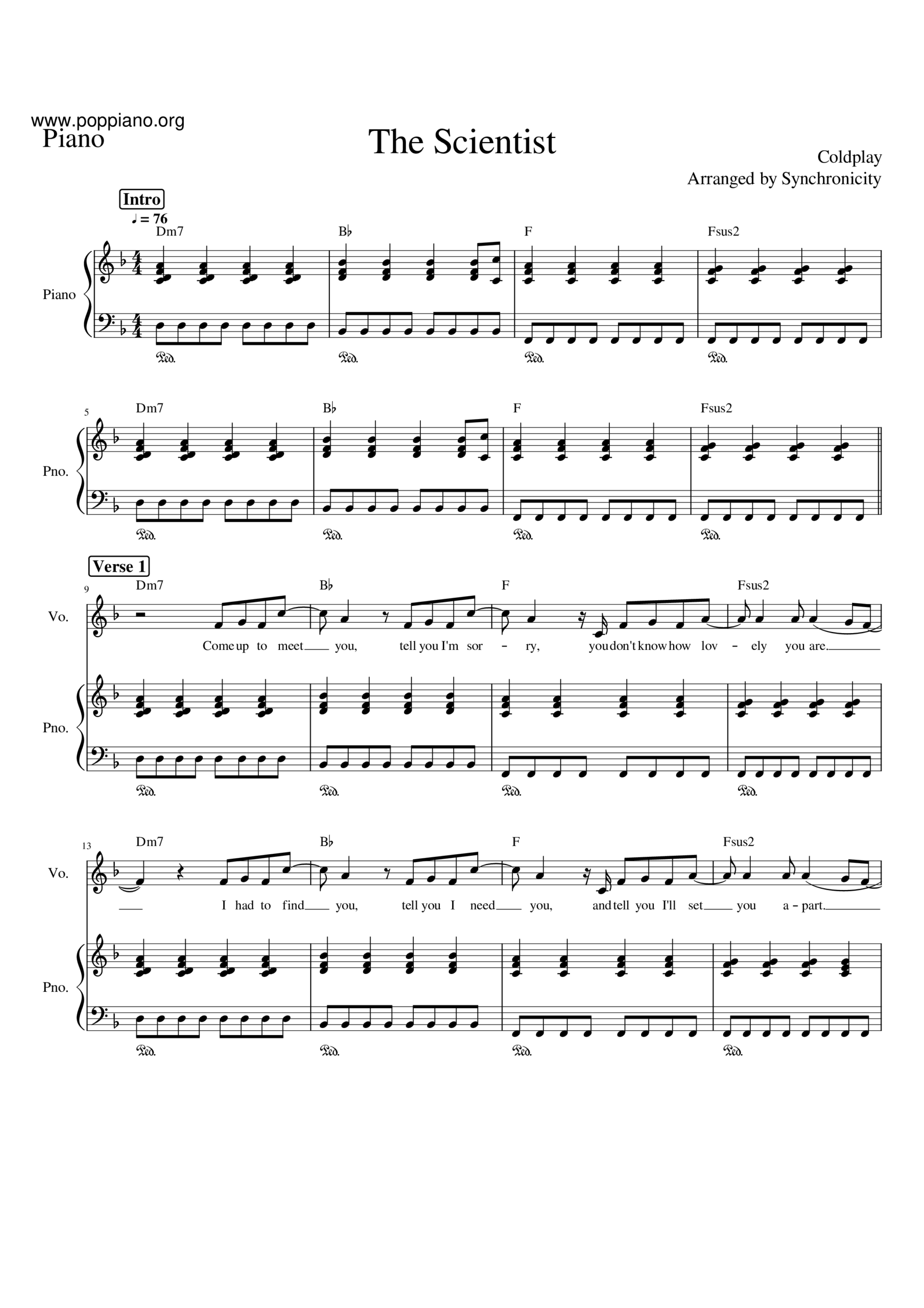 Coldplay The Scientist Sheet Music Pdf Free Score Download Coldplay The Scientist Sheet Music Pdf Free Score Download