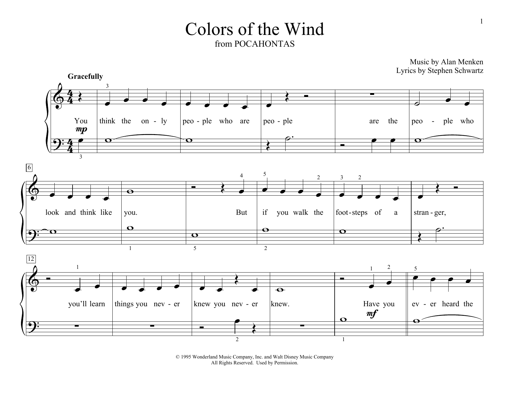 Colors Of The Wind from Pocahontas arr Christopher Hussey Willis Piano Music Colors Of The Wind from Pocahontas arr Christopher Hussey Willis Piano Music