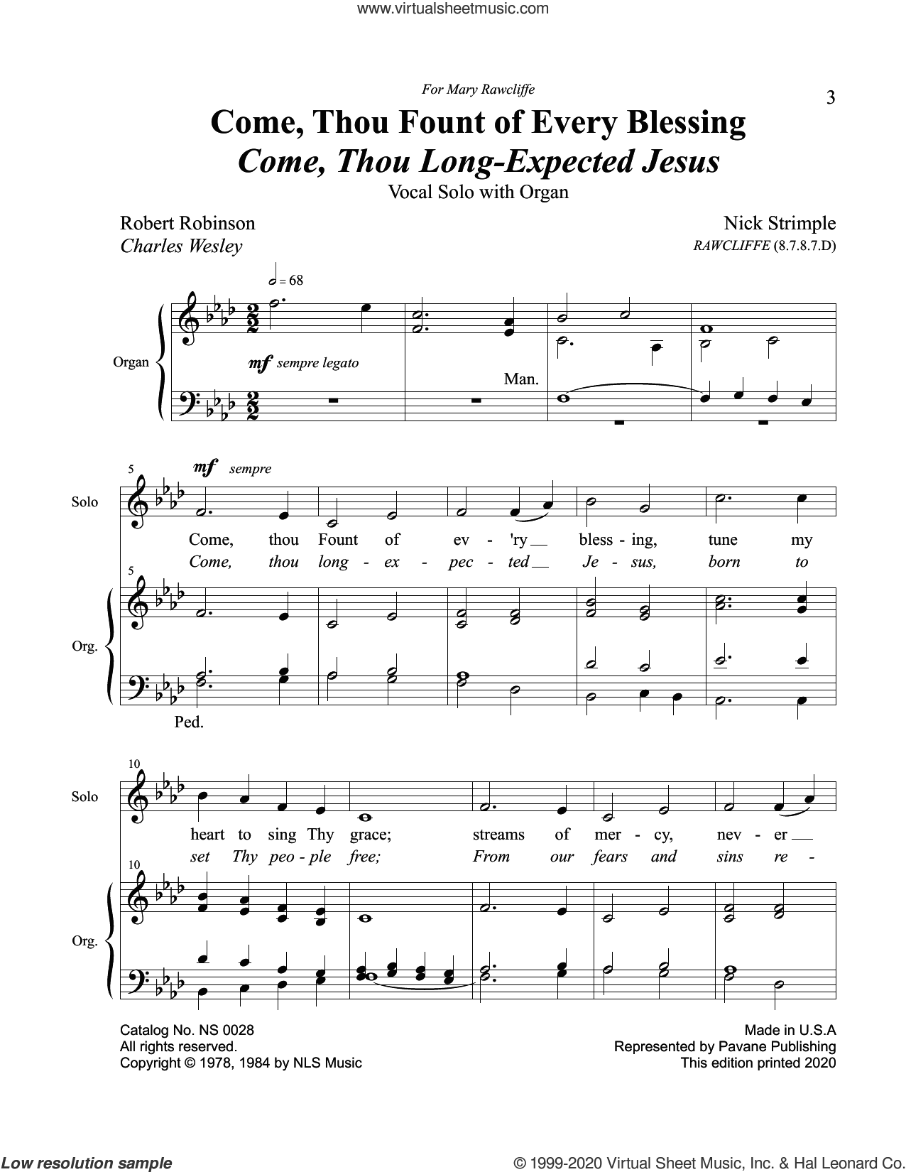 Come Thou Fount Of Every Blessing with Come Thou Long Expected Jesus Sheet Music For Voice And Piano