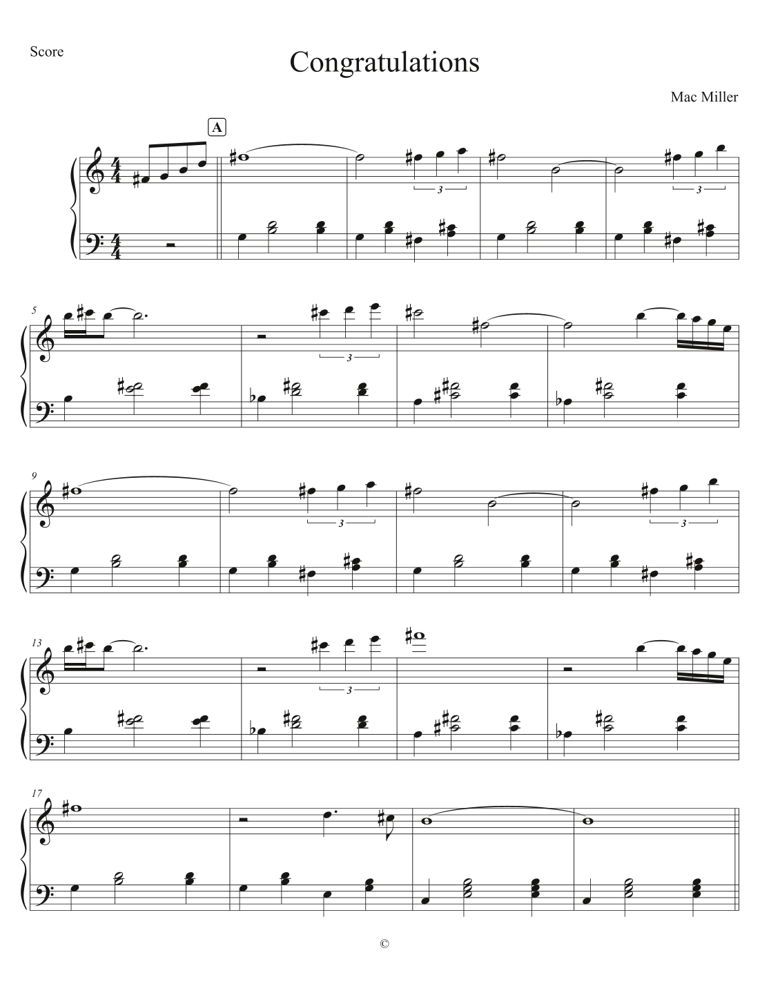 congratulations mac miller piano sheet music