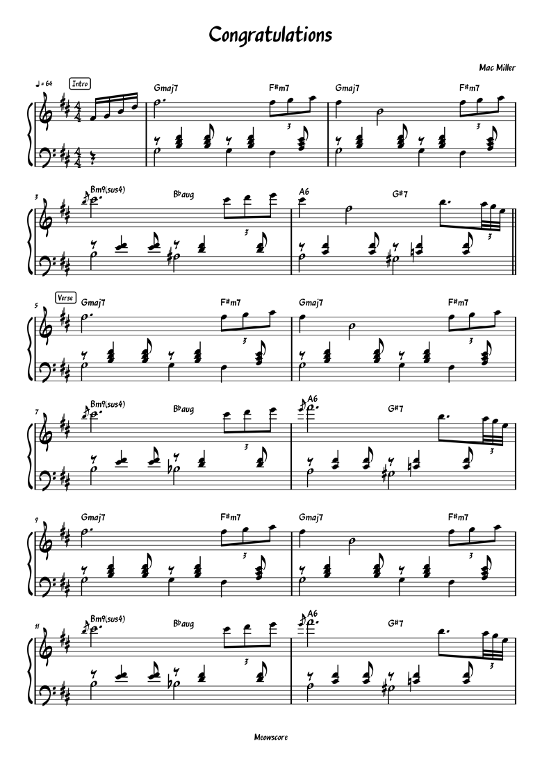 mac miller congratulations piano sheet music mac miller congratulations piano sheet music