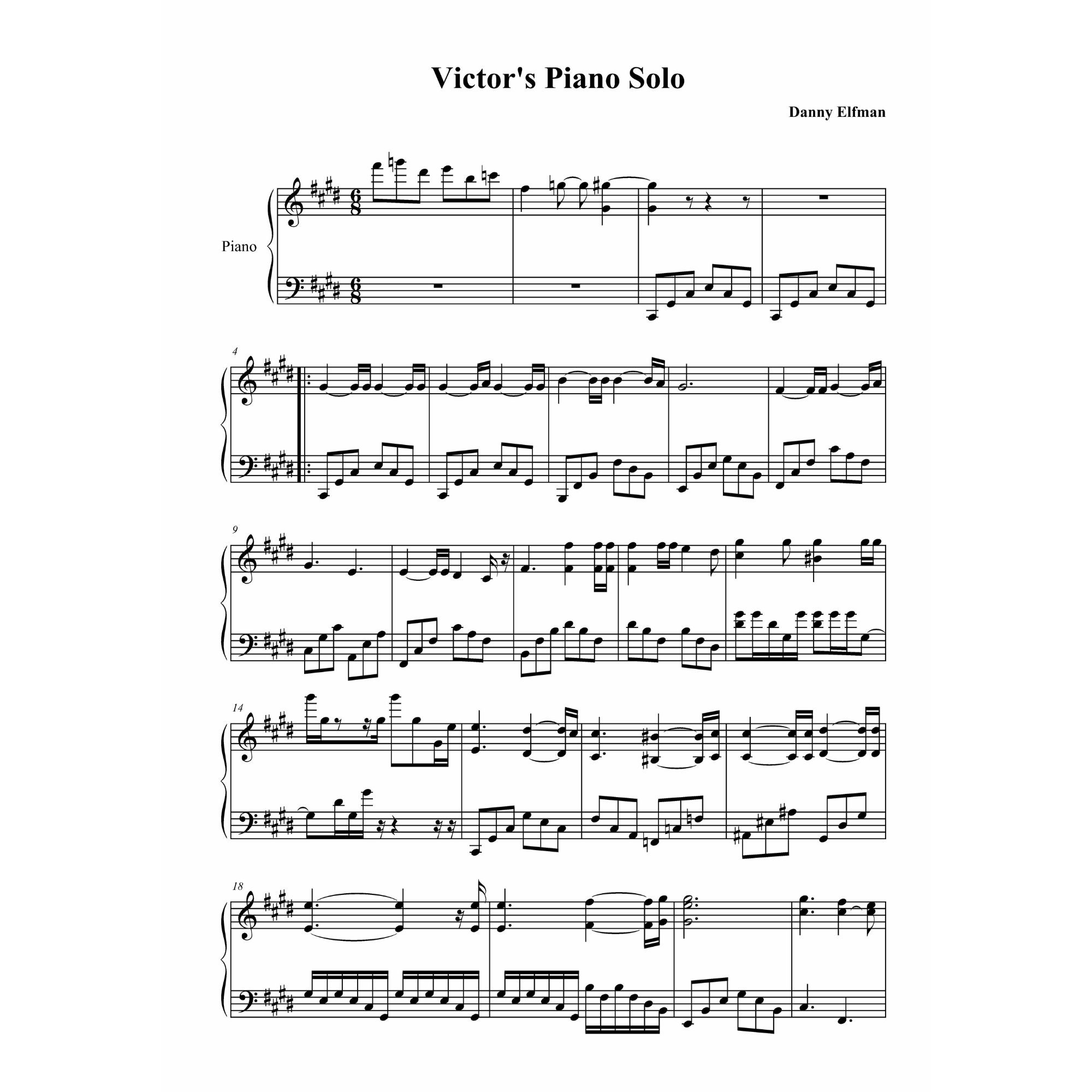 Corpse Bride Victor s Piano Solo Piano Sheet Music PDF Etsy