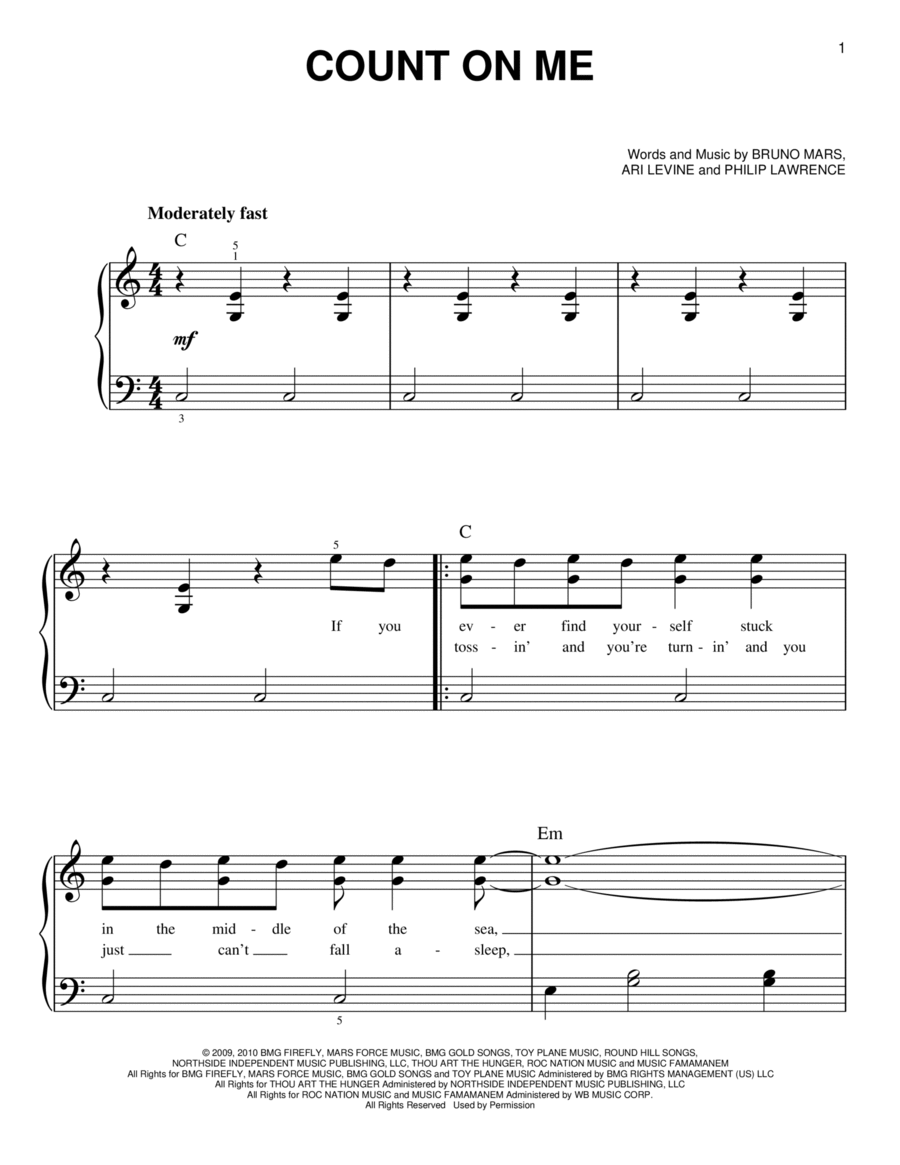 count on me piano sheet music
