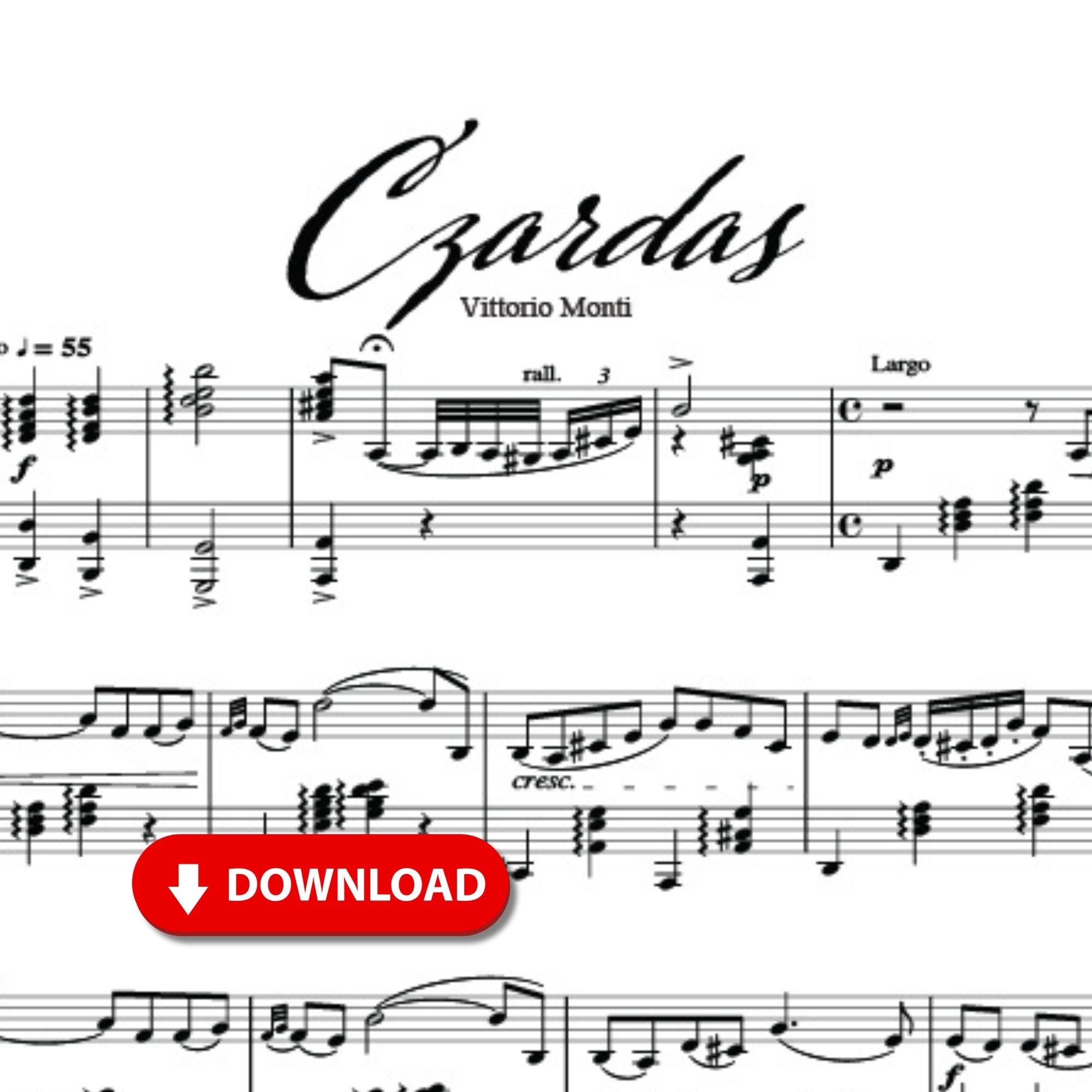 Czardas Piano Sheet Music Printable PDF Monti Easy To Advanced Solo Classical Performance Piece Digital Download Etsy
