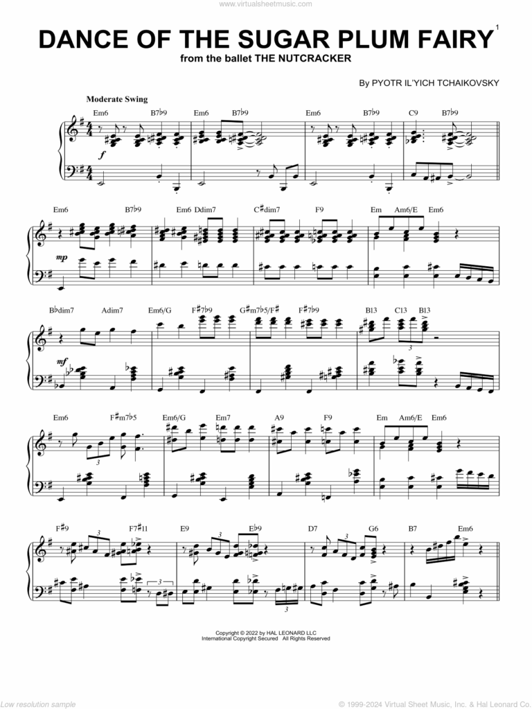 Dance Of The Sugar Plum Fairy Op 71a Jazz Version arr Brent Edstrom Sheet Music For Piano Solo