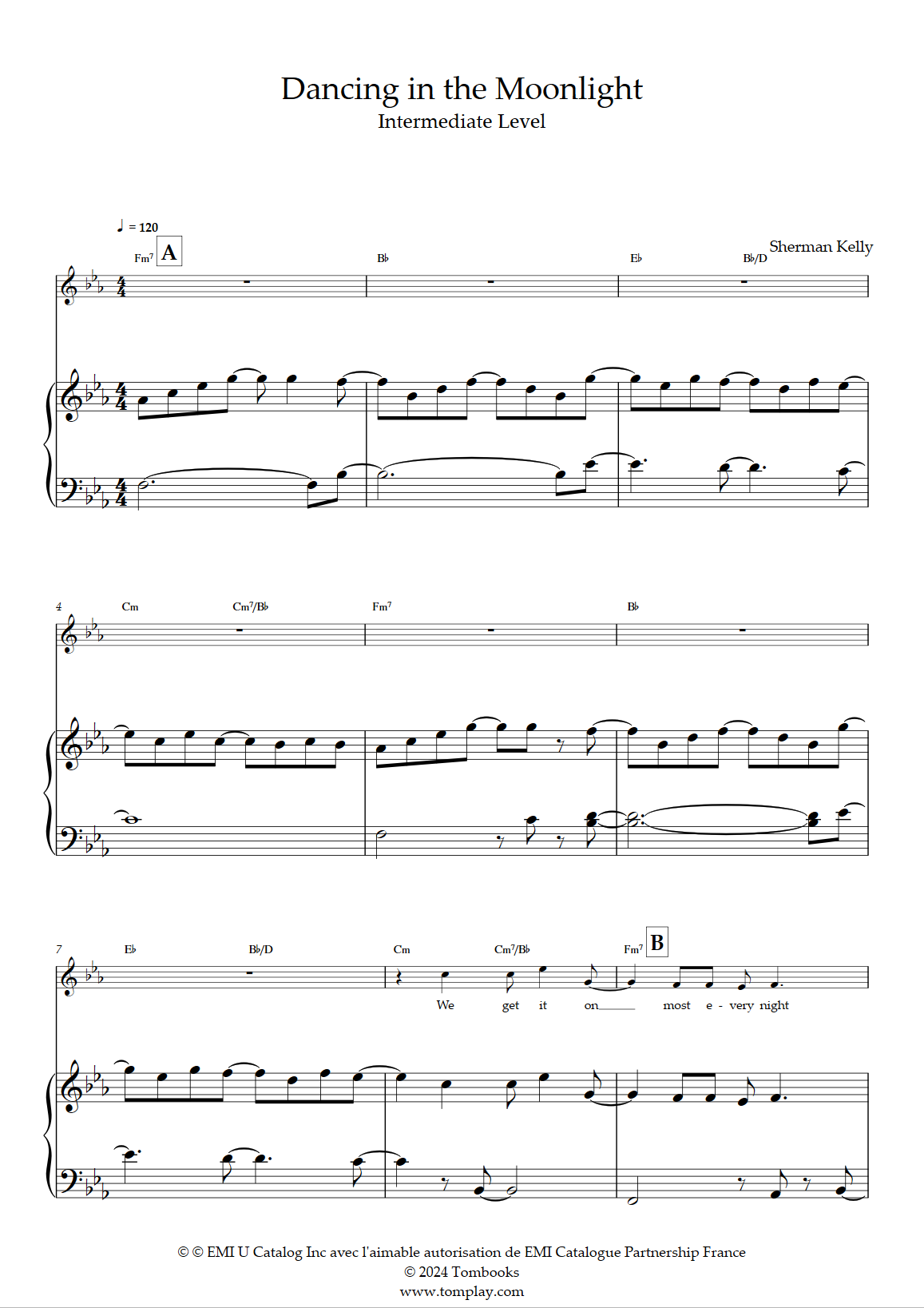 Dancing In The Moonlight Intermediate Level Solo Piano Toploader Piano Sheet Music Dancing In The Moonlight Intermediate Level Solo Piano Toploader Piano Sheet Music