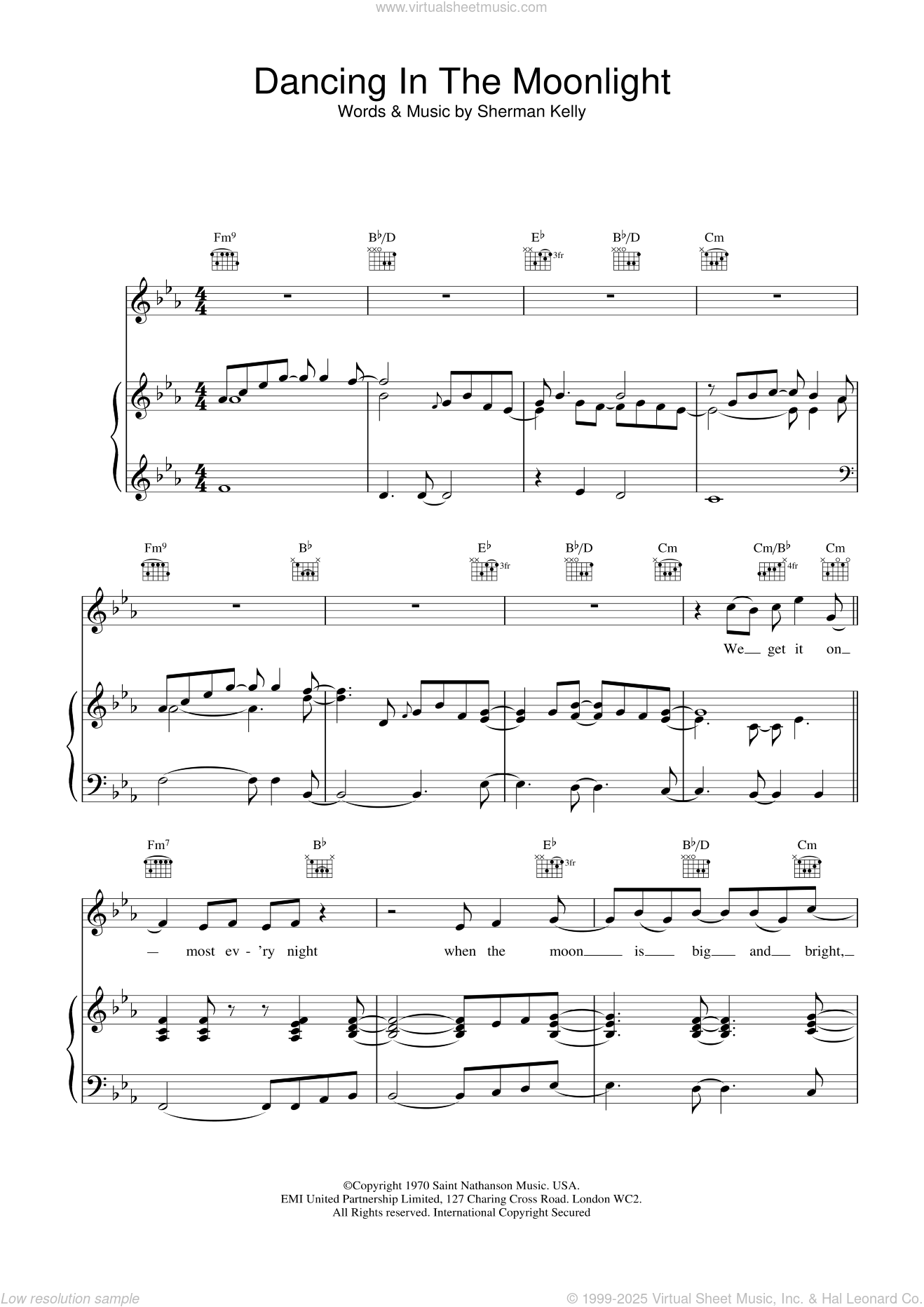 Dancing In The Moonlight Sheet Music For Voice Piano Or Guitar Dancing In The Moonlight Sheet Music For Voice Piano Or Guitar