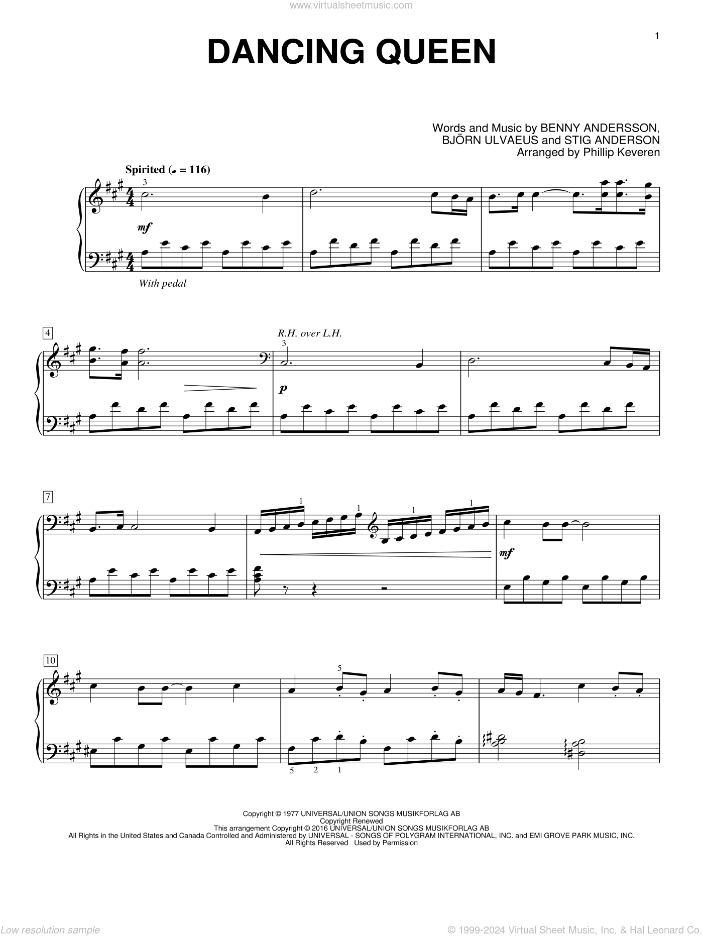 Dancing Queen arr Phillip Keveren Sheet Music For Piano Solo